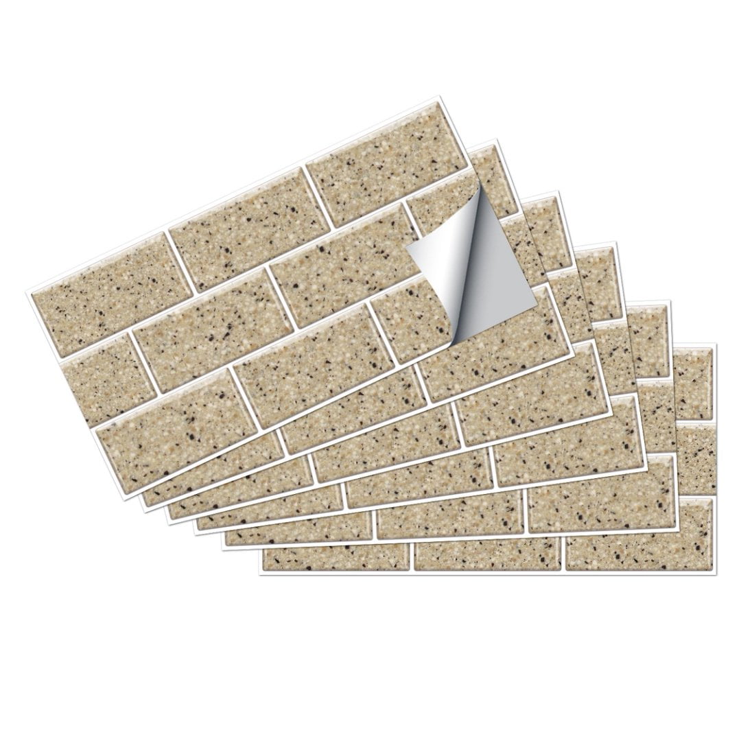 FUDAKUNA Self Adhesive Marbling Tile Stickers Waterproof Peel and Stick Backsplash (Beige Gray, 6 Pieces, 11.8 x 5.9 in) p5ldu