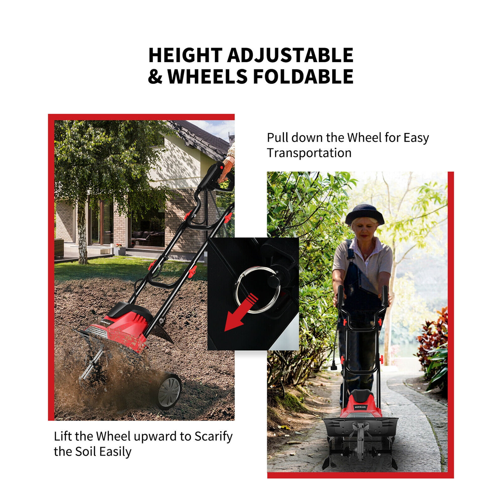 Gymax 10 Amp Corded Electric Tiller and Cultivator (Red, 14 in Width, 9 in Depth) 1dscy