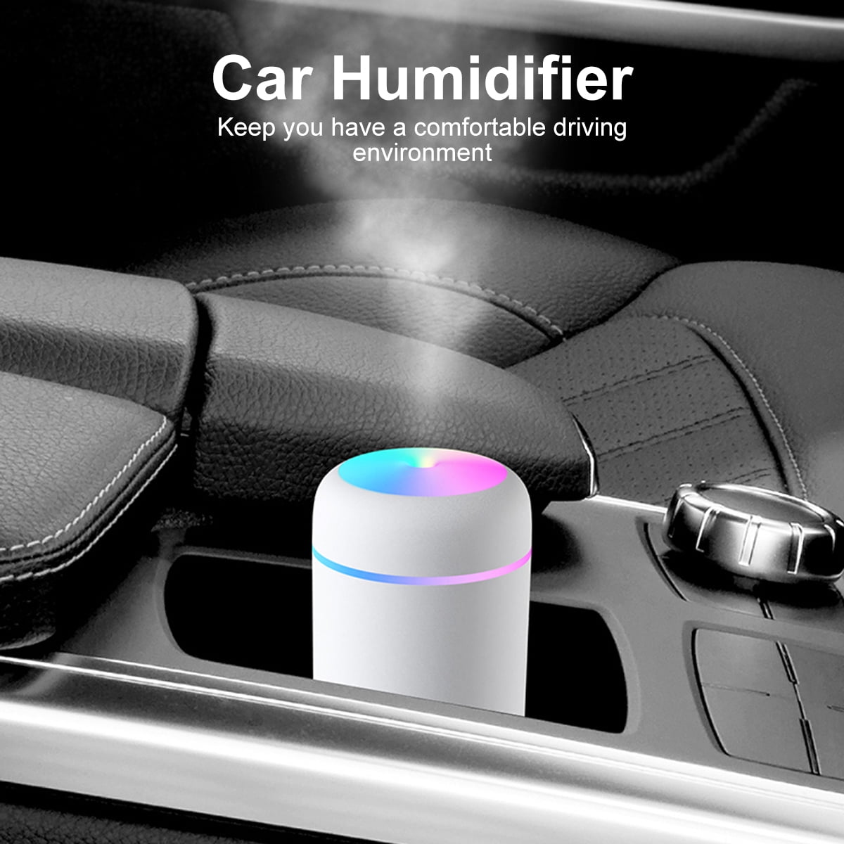 AWLYLNLL Portable Cool Mist Humidifier, Quiet Ultrasonic Desktop Personal Humidifier with LED Night Light (White, 10 fl oz) qtztv