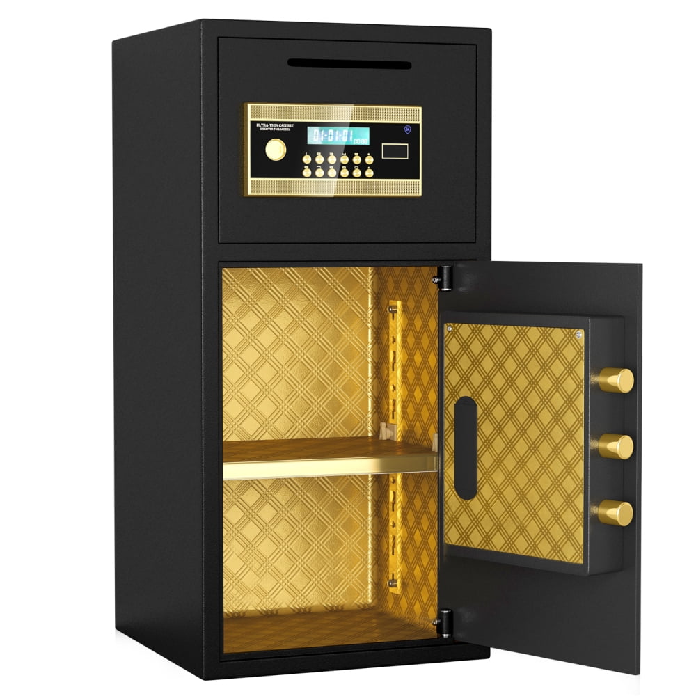 Generic Digital Security Safe Double-Door Heavy-Duty Steel Lockbox with Fireproof Bag (Black, 6.0 cu ft) lxg05