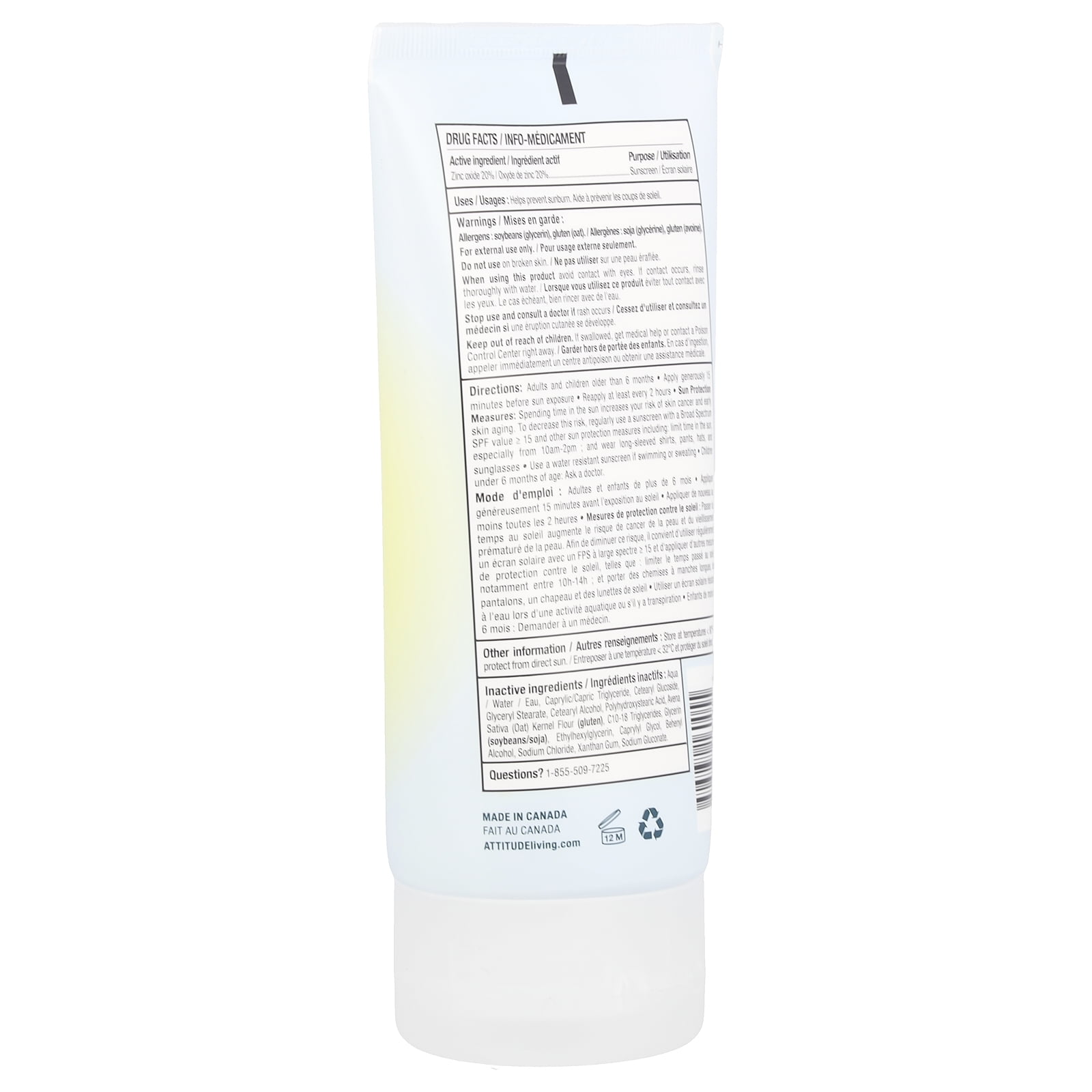 ATTITUDE Sensitive Skin Mineral Sunscreen, Broad Spectrum SPF 30, Fragrance Free (5.2 oz) xd1ci