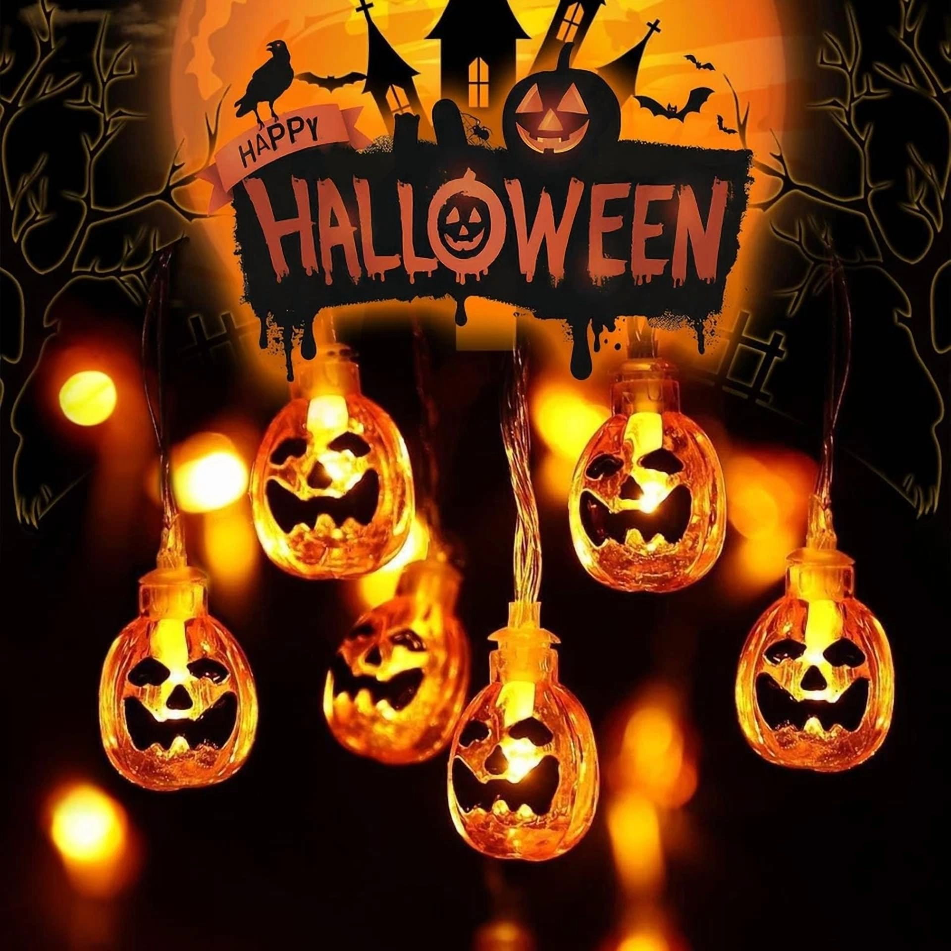 KLYNE Halloween Pumpkin String Lights, Waterproof LED Decorative Lighting for Indoor and Outdoor Use (Orange, 20 Count) 52nlw