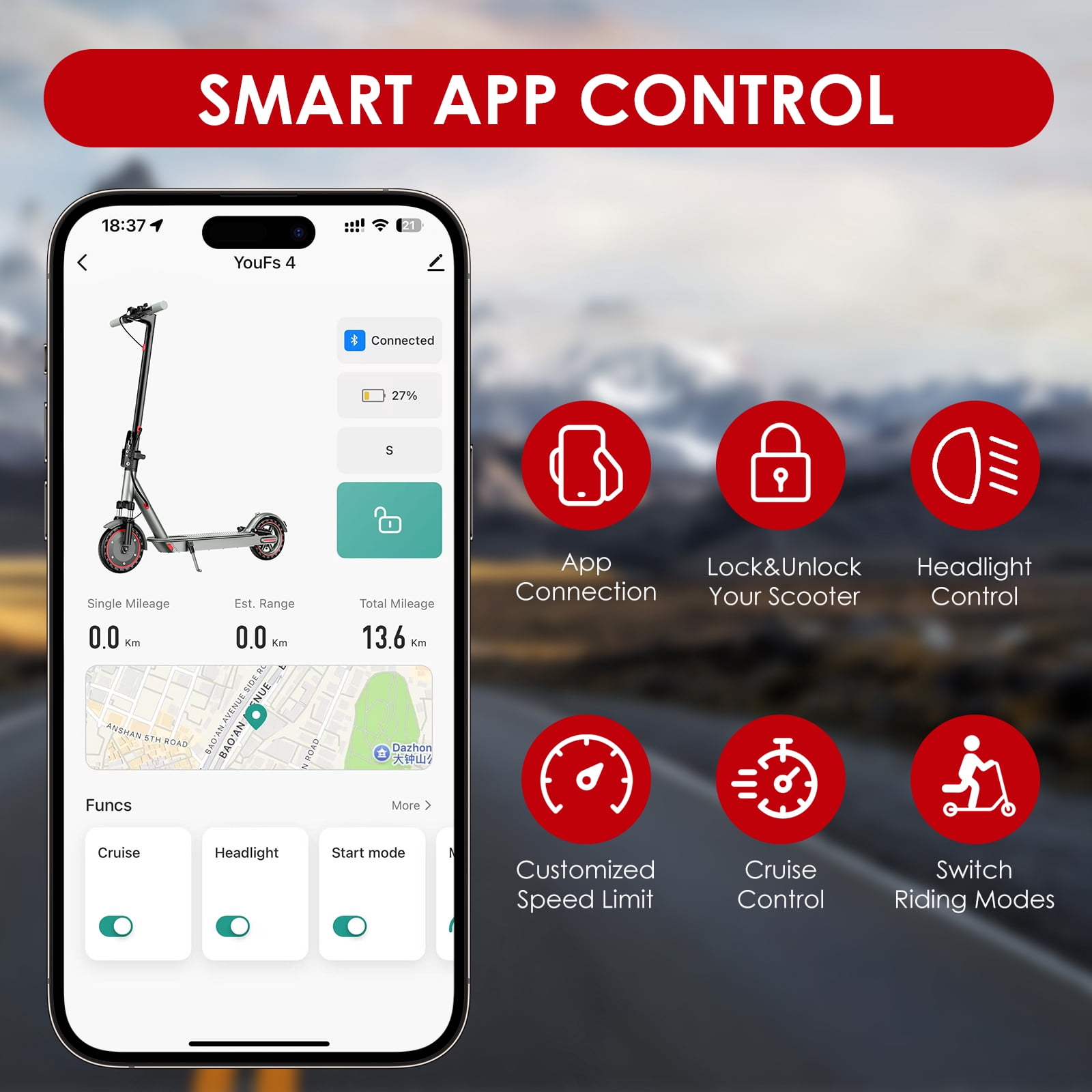 Kalorace Foldable Electric Scooter for Adults, 350W Motorized Commuter E-Scooter with Dual Suspension (Red, 8.5 in) pyb0h