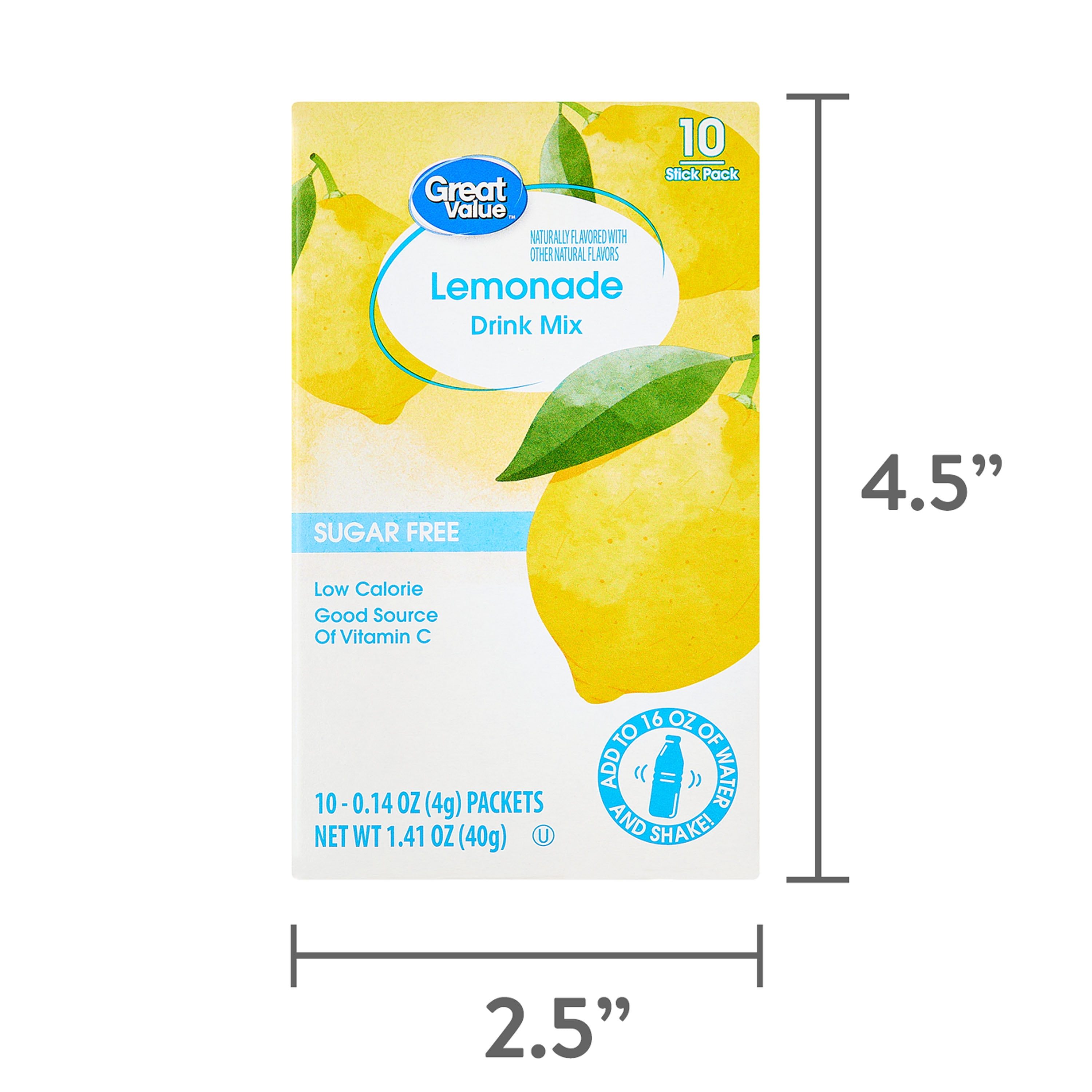 Great Value Sugar-Free Lemonade Drink Mix Packets (10 Count, 1.4 oz Total) xk1dm