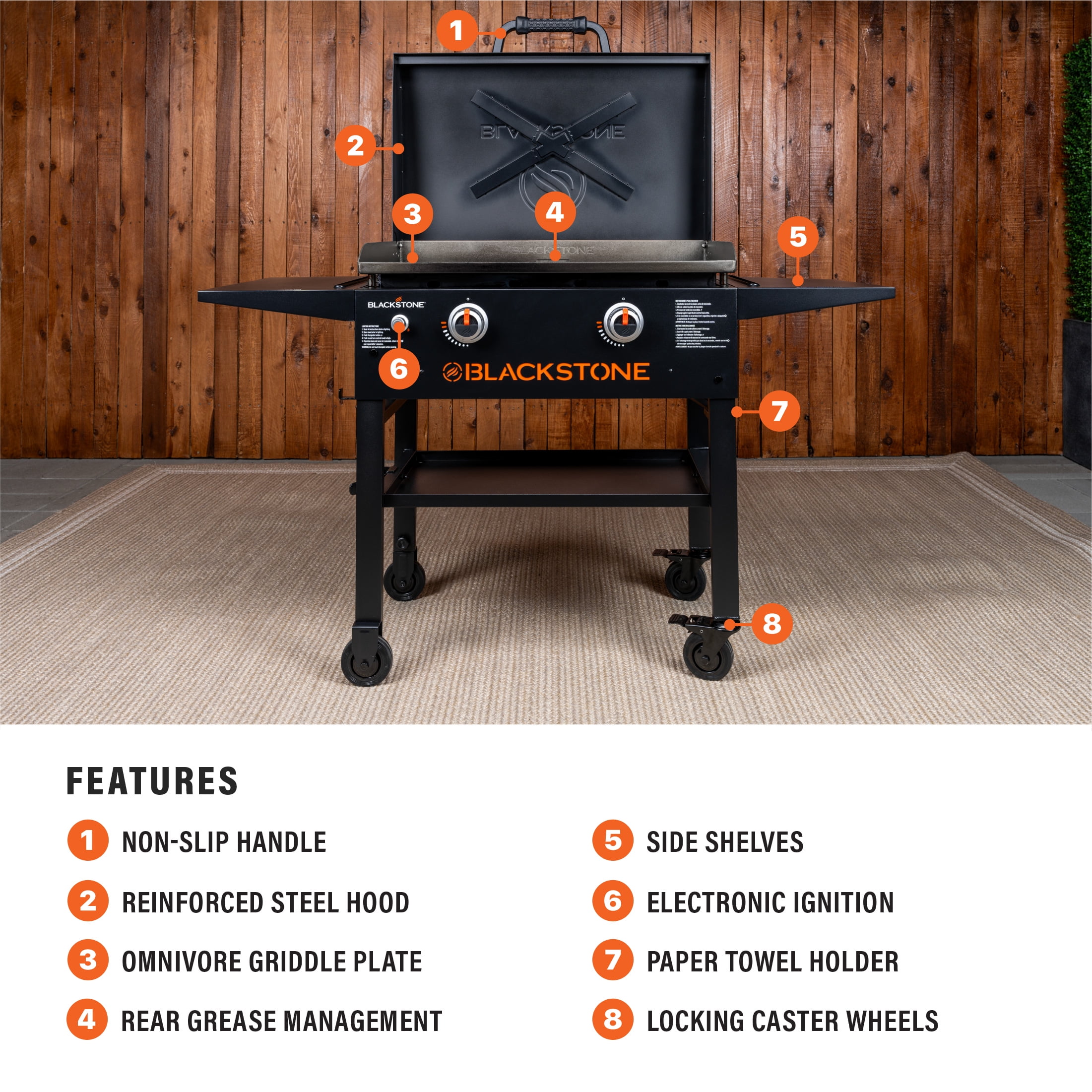 Blackstone Original Outdoor Griddle, 2-Burner Flat Top Grill with Hood (Black, 28 in) tkdfs
