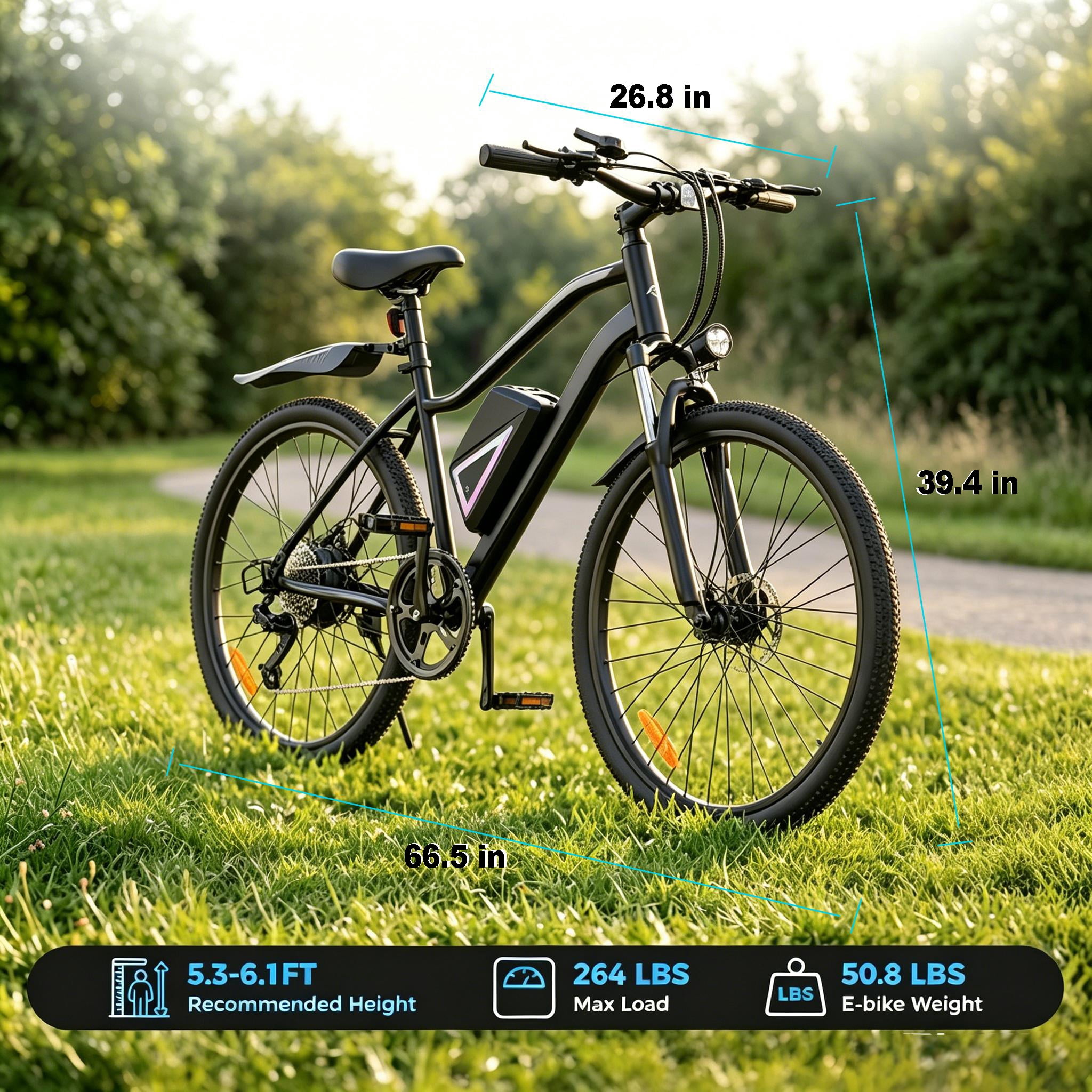 isinwin Electric Mountain Bike for Adults, 26 in E-Bike with Shimano 7-Speed Gears, 750W Peak Motor, 36V Battery (Black, 26 in) ve91o