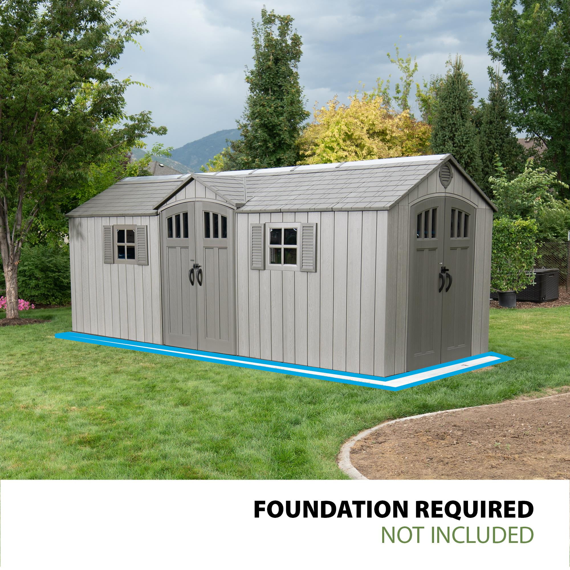 Lifetime Outdoor Storage Shed, Heavy-Duty Steel-Reinforced Polyethylene, Weather-Resistant (Light Brown, 20 ft x 8 ft) t3cca