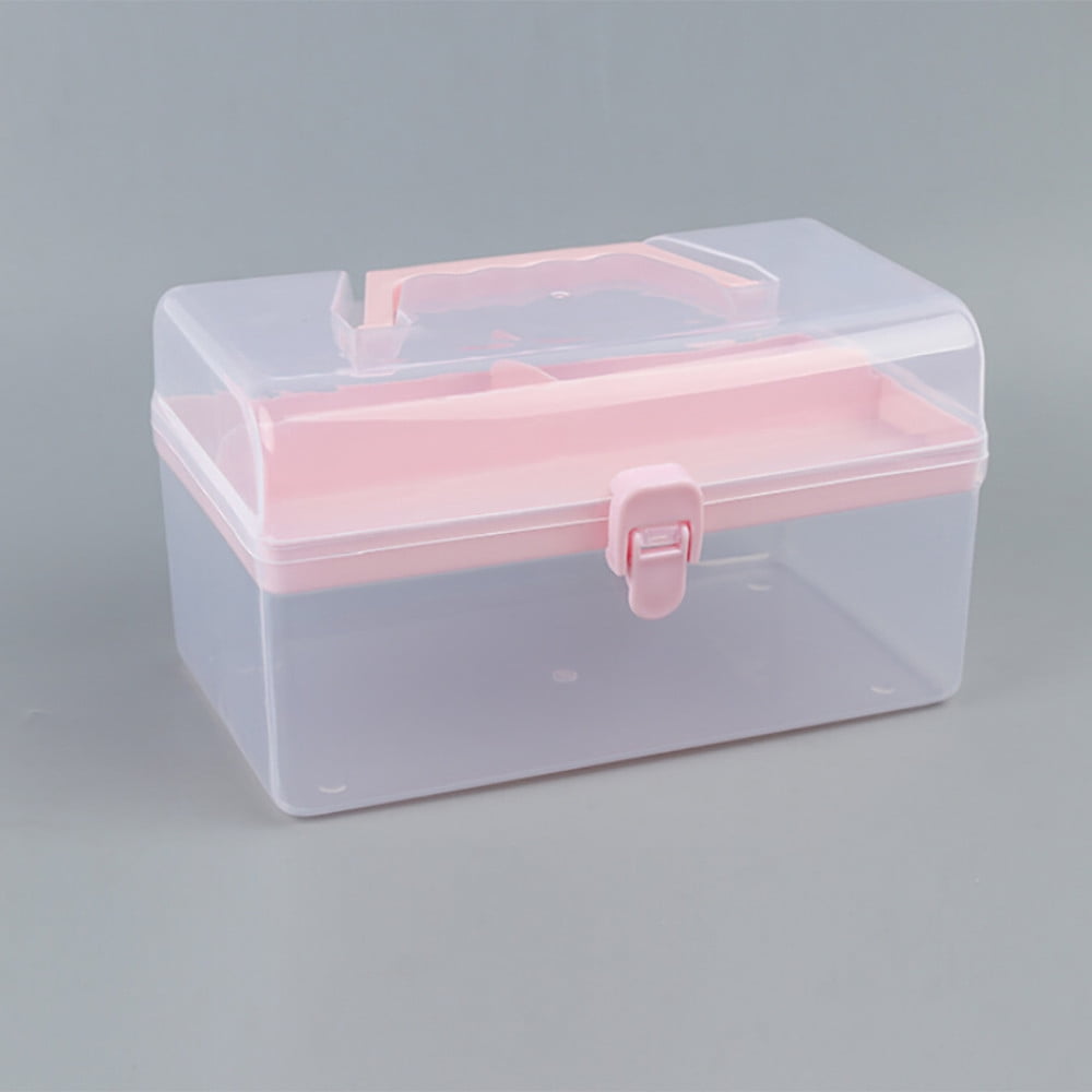 Fdelink Plastic Storage Container with Carrying Handles (Pink, 8.7 x 4.7 x 4.7 in) o4wrd