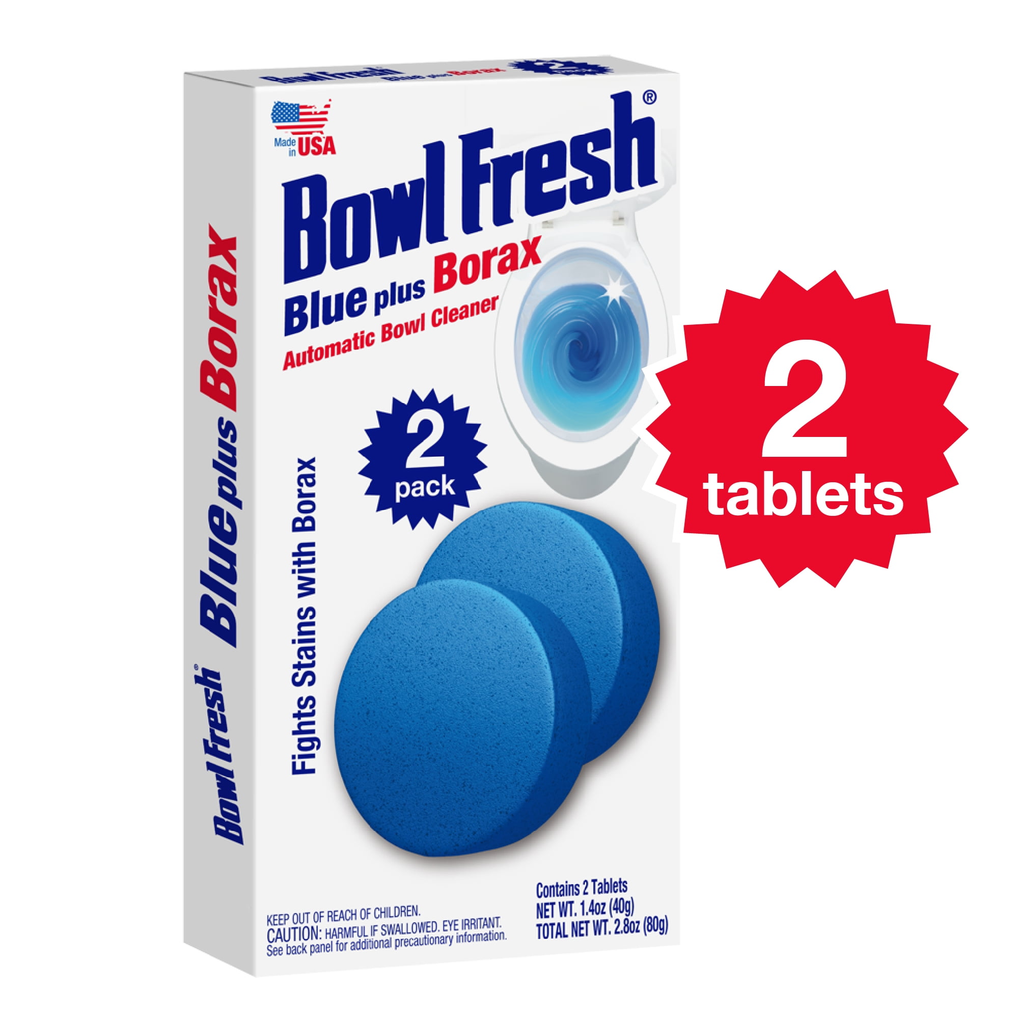 Bowl Fresh Automatic Toilet Bowl Cleaner and Freshener with Borax (Blue, 20 Pack) x4f6n