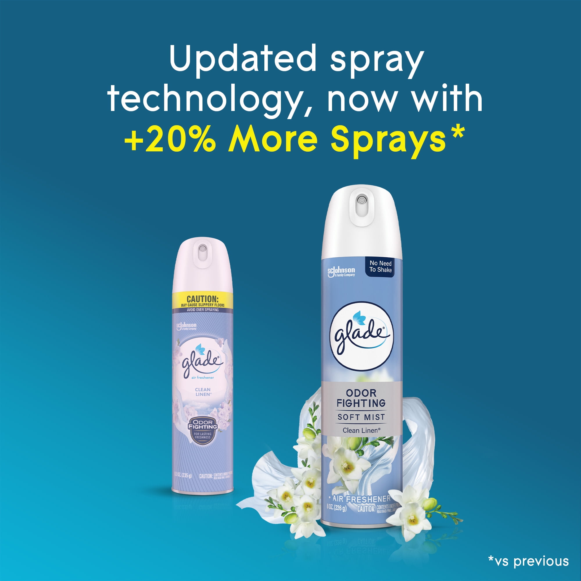 Glade Air Freshener Spray, Clean Linen Scent, Long-Lasting Odor Neutralizer (8 oz, 2 Pack) ohgqv