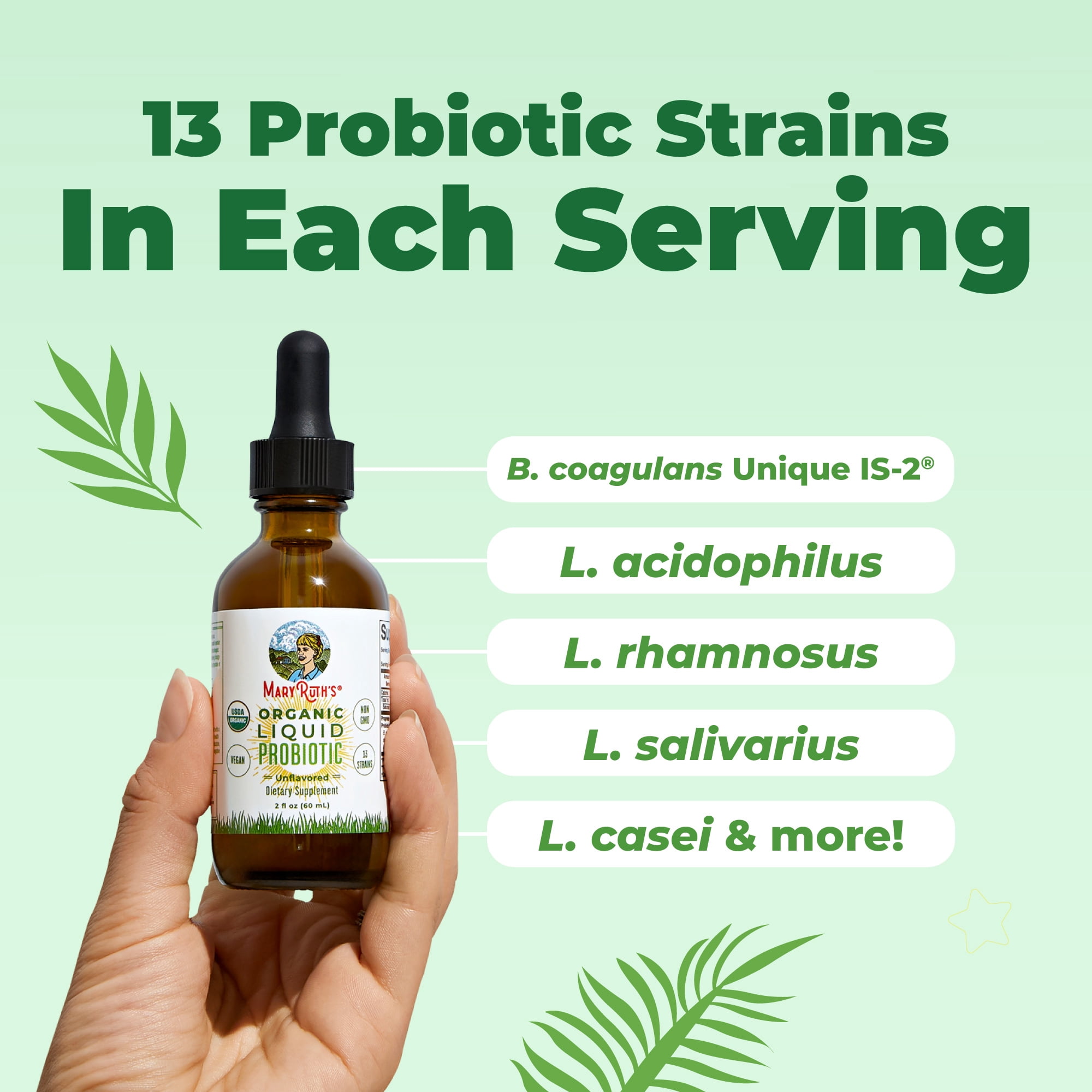 MaryRuth's Liquid Probiotic Supplement, USDA Organic Vegan Digestive Support for Adults and Kids (2 fl oz) kwthh