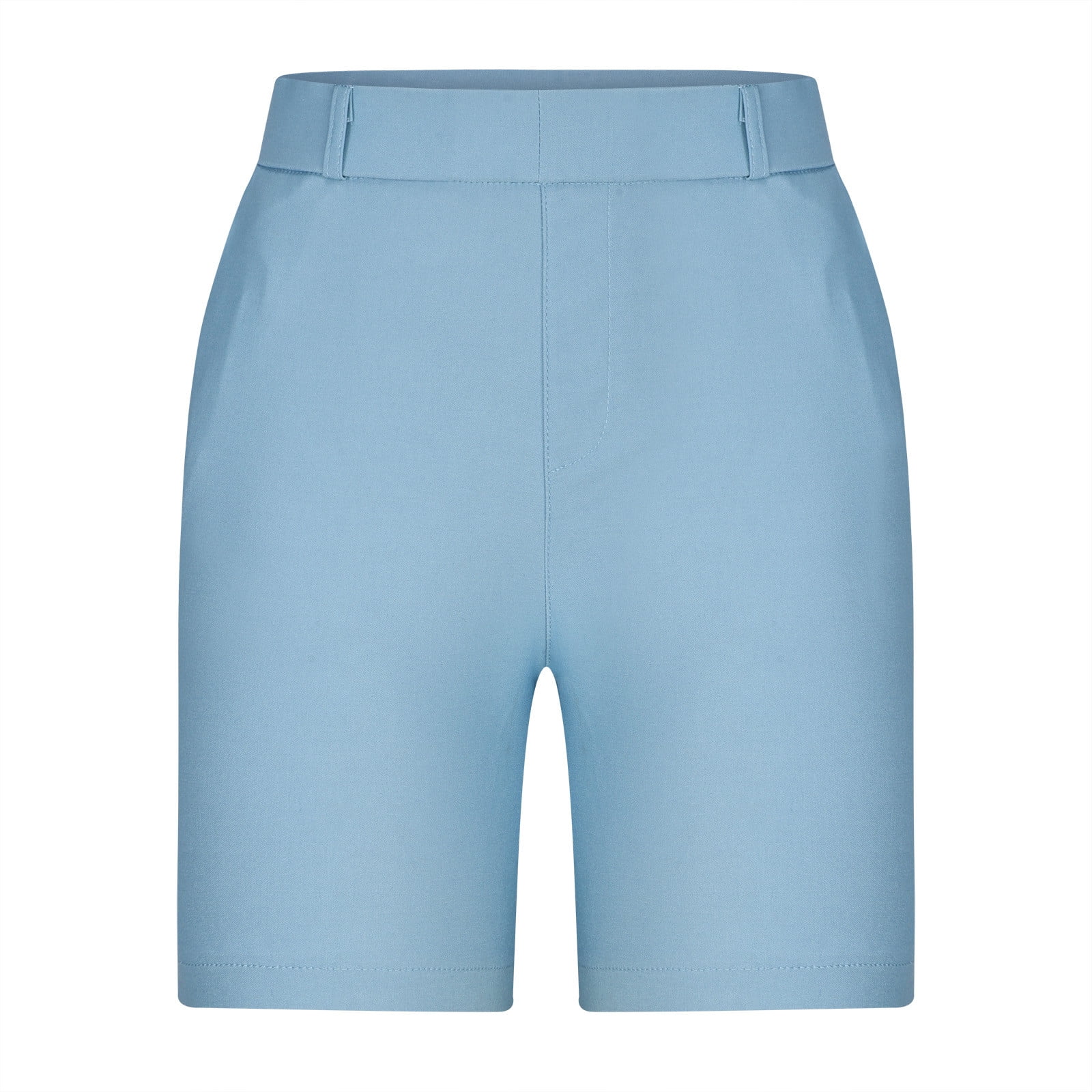 HTNBO Womens Bermuda Shorts Straight Leg Athletic Hiking Golf Shorts with Pockets (Blue, Large) def5w