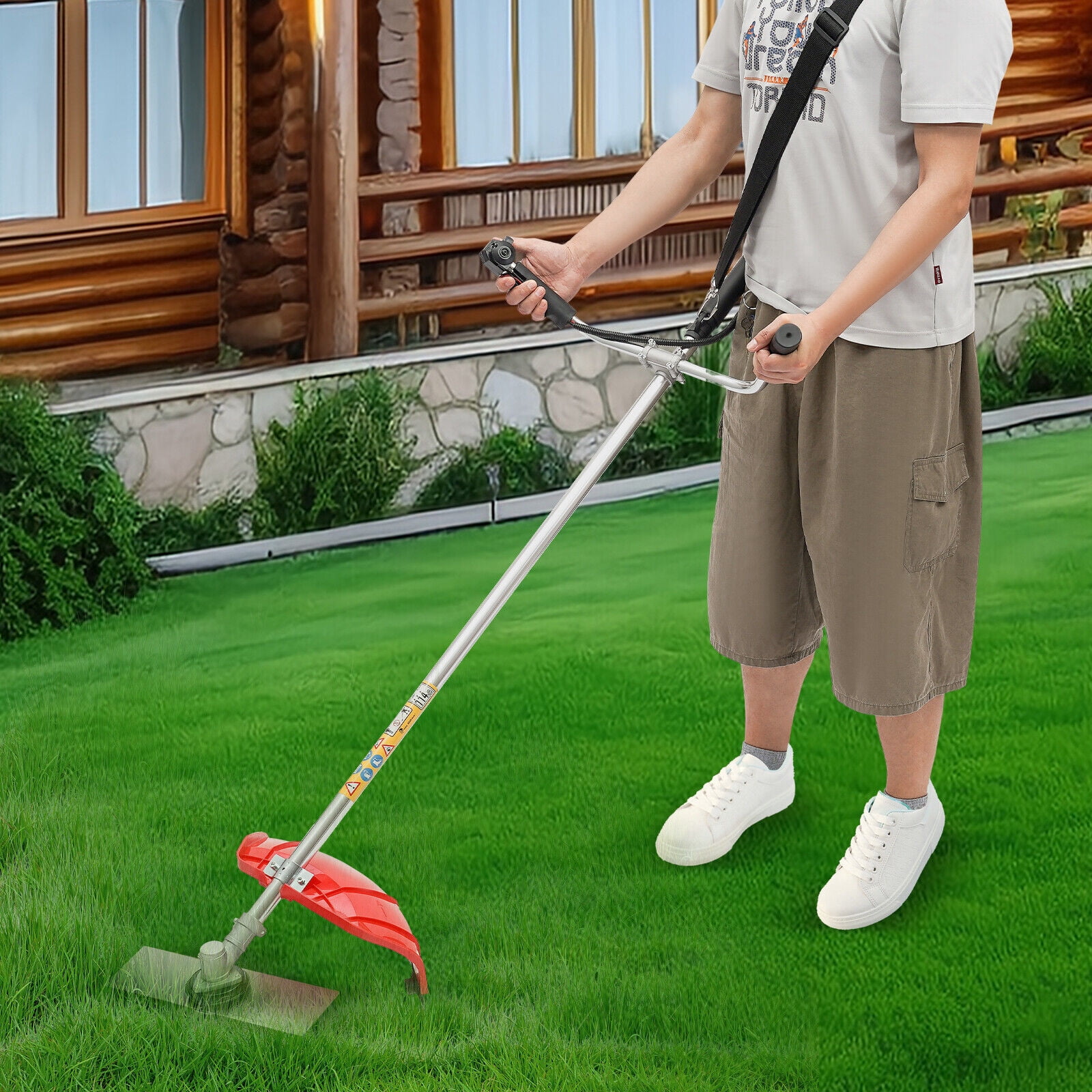 Generic 2-in-1 Gas Grass Trimmer and Edger, 35.8CC 4-Stroke Engine Powered Lawn Mower (Black, 5.24 ft) 6cltq