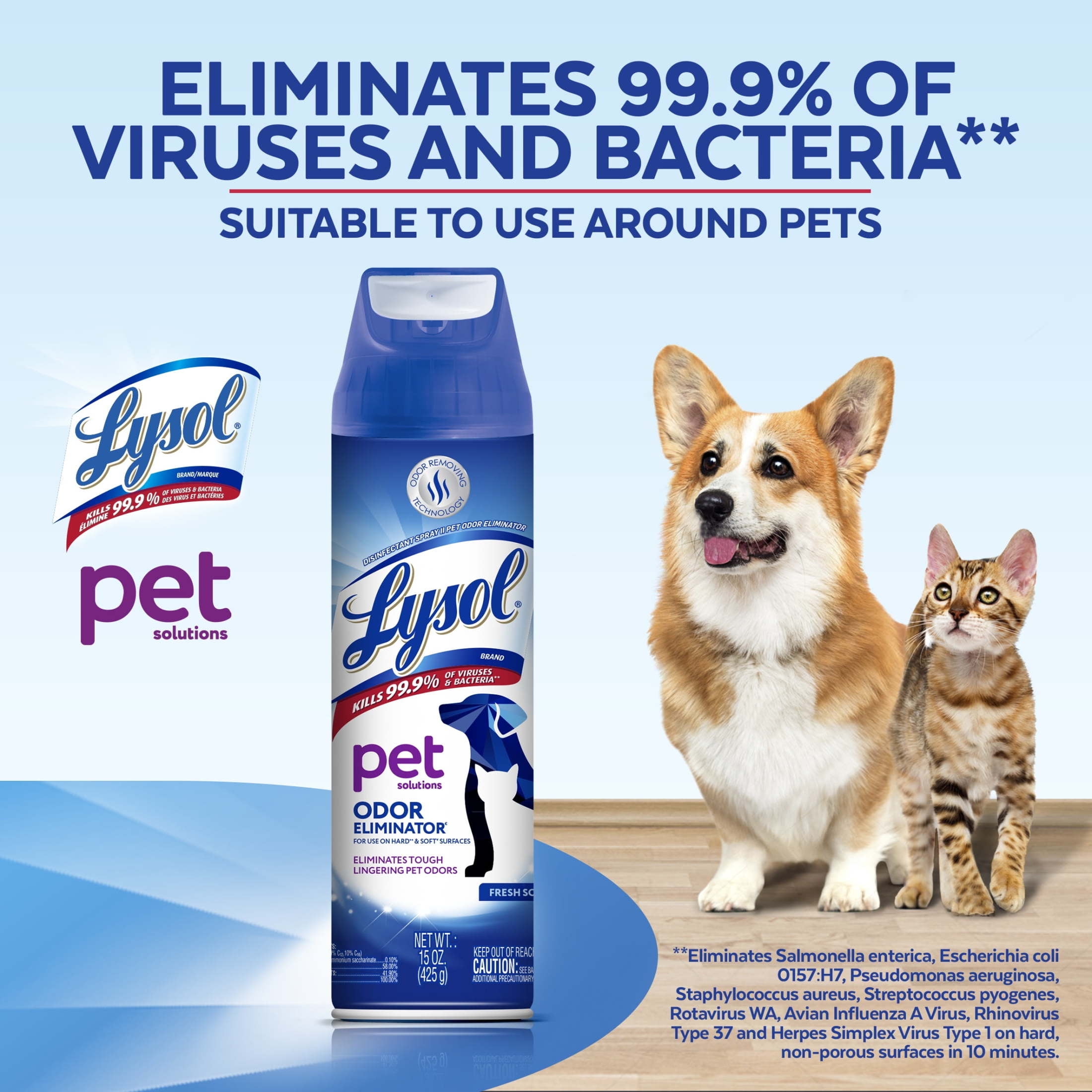 Lysol Pet Odor Eliminator Sanitizing Spray for Hard and Soft Surfaces (15 oz) m5a5b