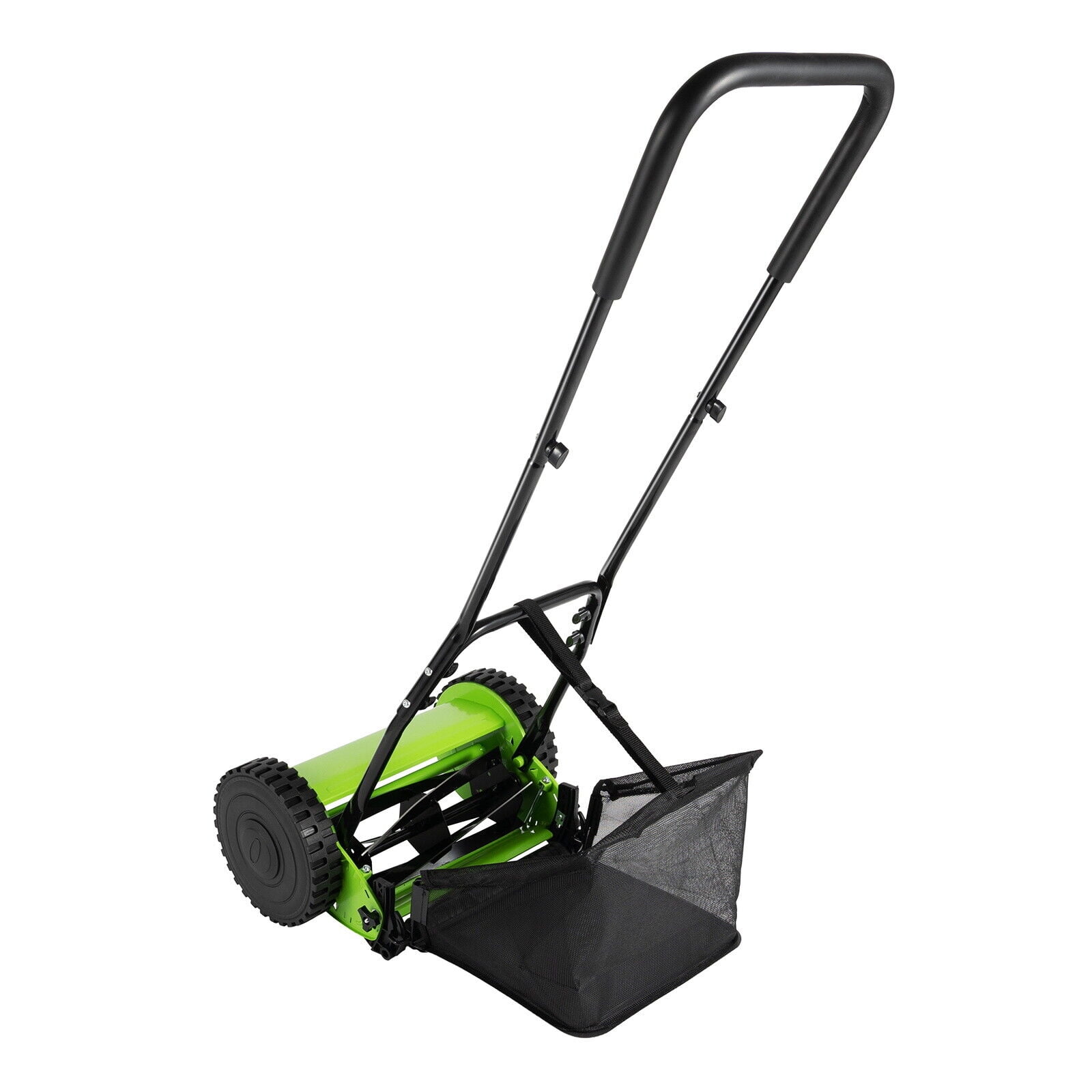 Generic Hand Push Reel Lawn Mower with Grass Catcher and Adjustable Cutting Height (Green, 12 in) alwo9