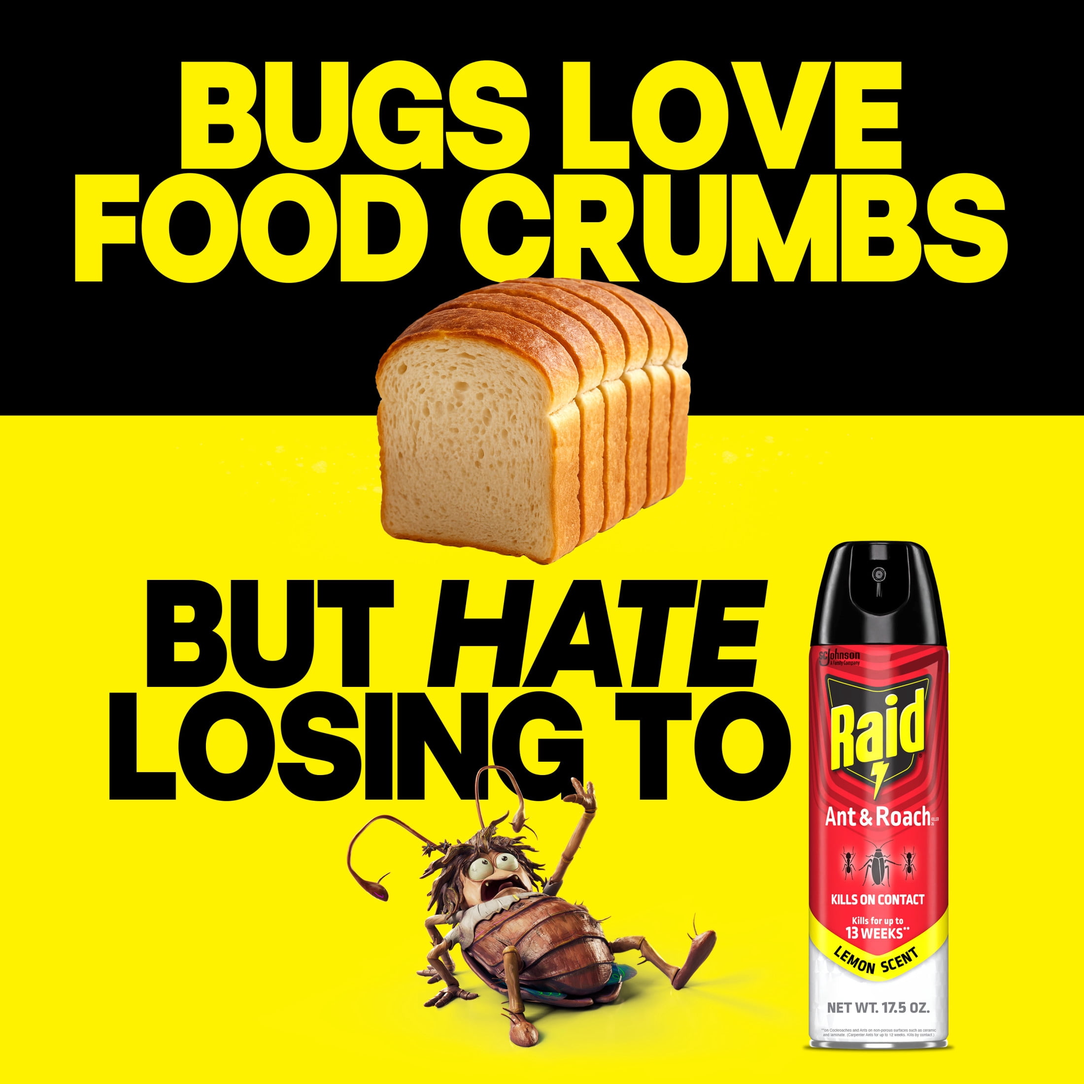 Raid Ant and Roach Insect Killer Spray, Lemon Scented Indoor Pest Control (17.5 oz) 5pq18