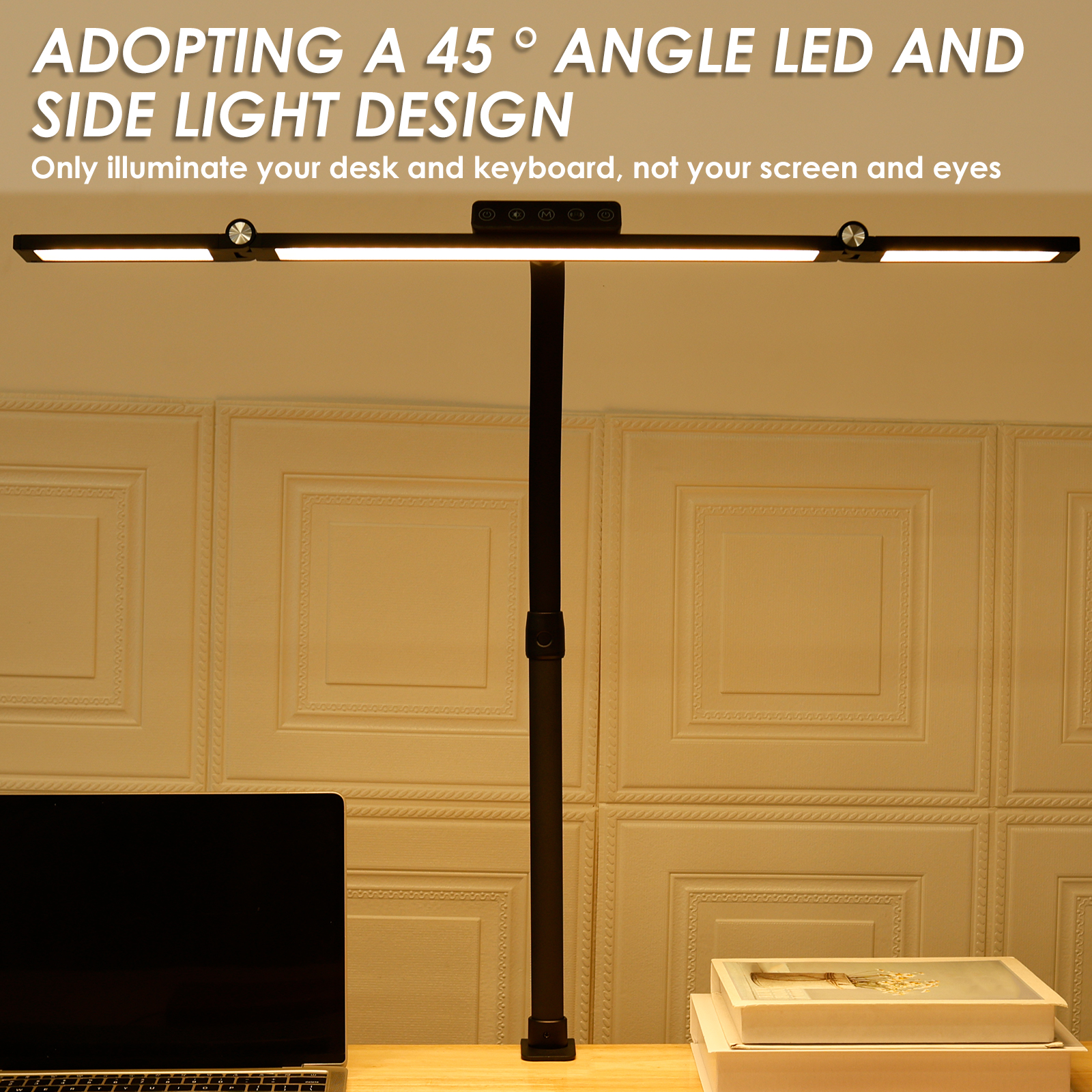 FVKRNYZ LED Desk Clamp Lamp, Adjustable Table Reading Light Bar, Eye-Protecting Task Lighting for Office and Home (Black, 24 W) 8zoal
