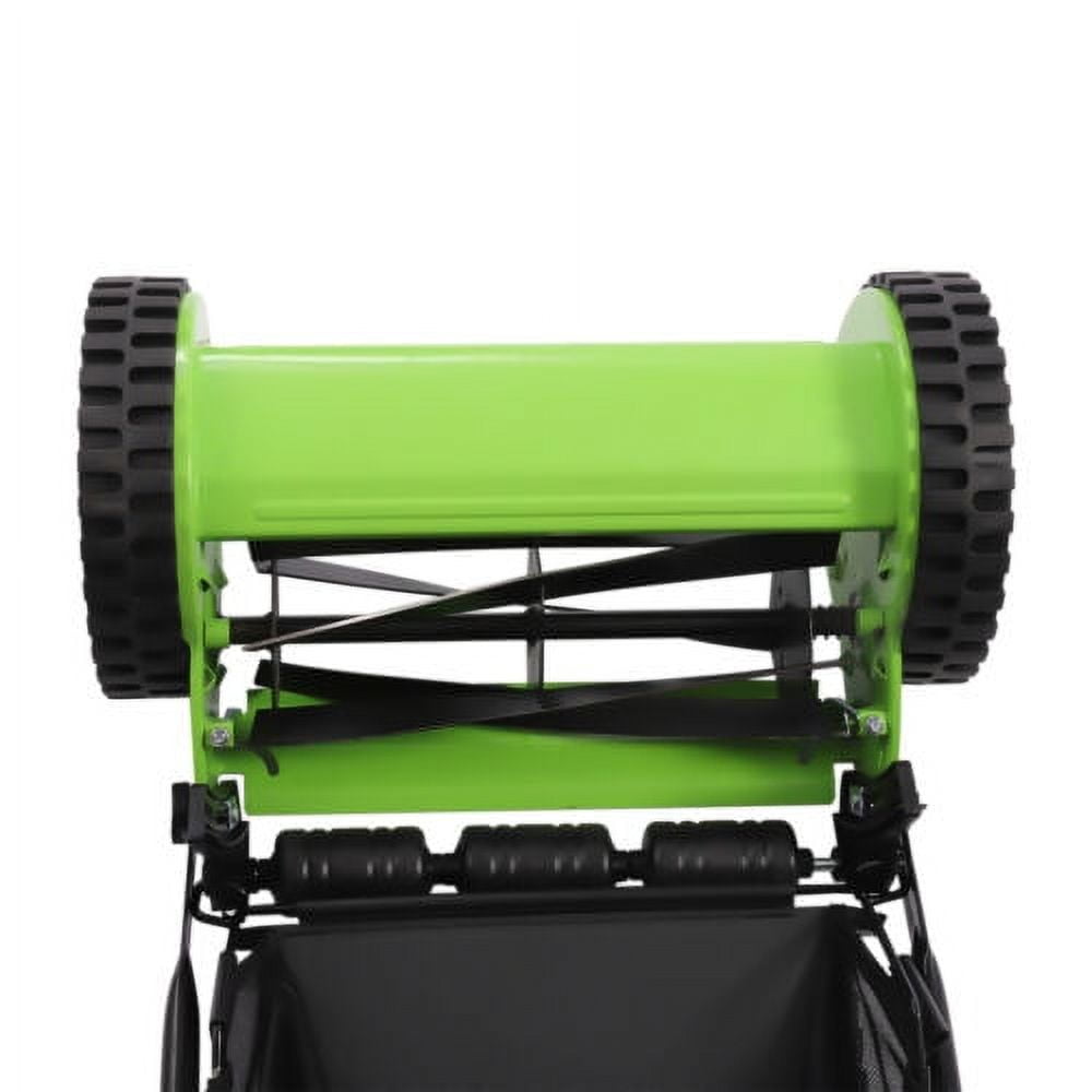 Generic Manual Reel Lawn Mower 5-Blade Push Walk Behind (Green, 12 in Cutting Width) bkmju