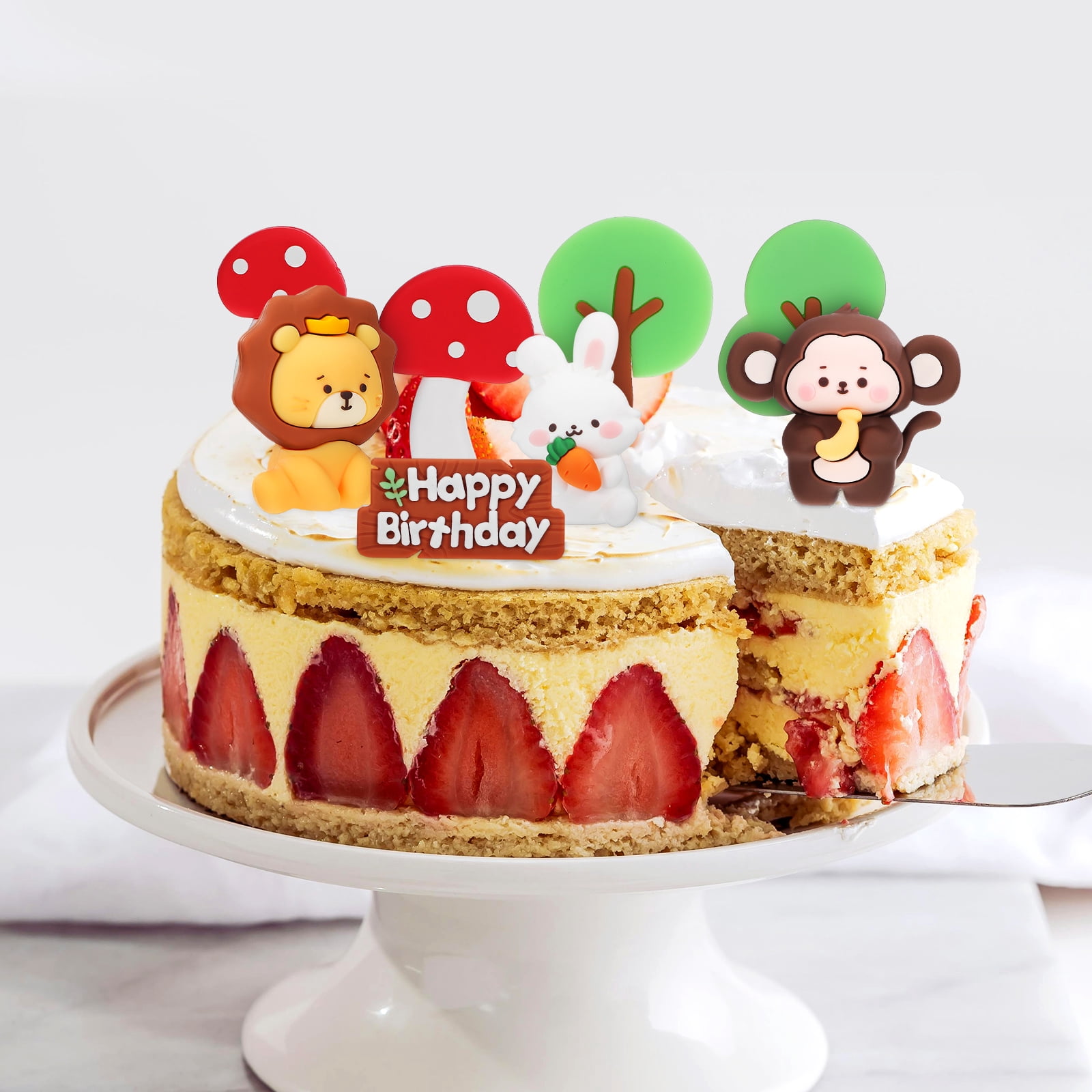 Oraceous Jungle Animal Figurines Cake Toppers Set for Birthday Party and Baby Shower (Multi-Color, 1 Pack) rns3h