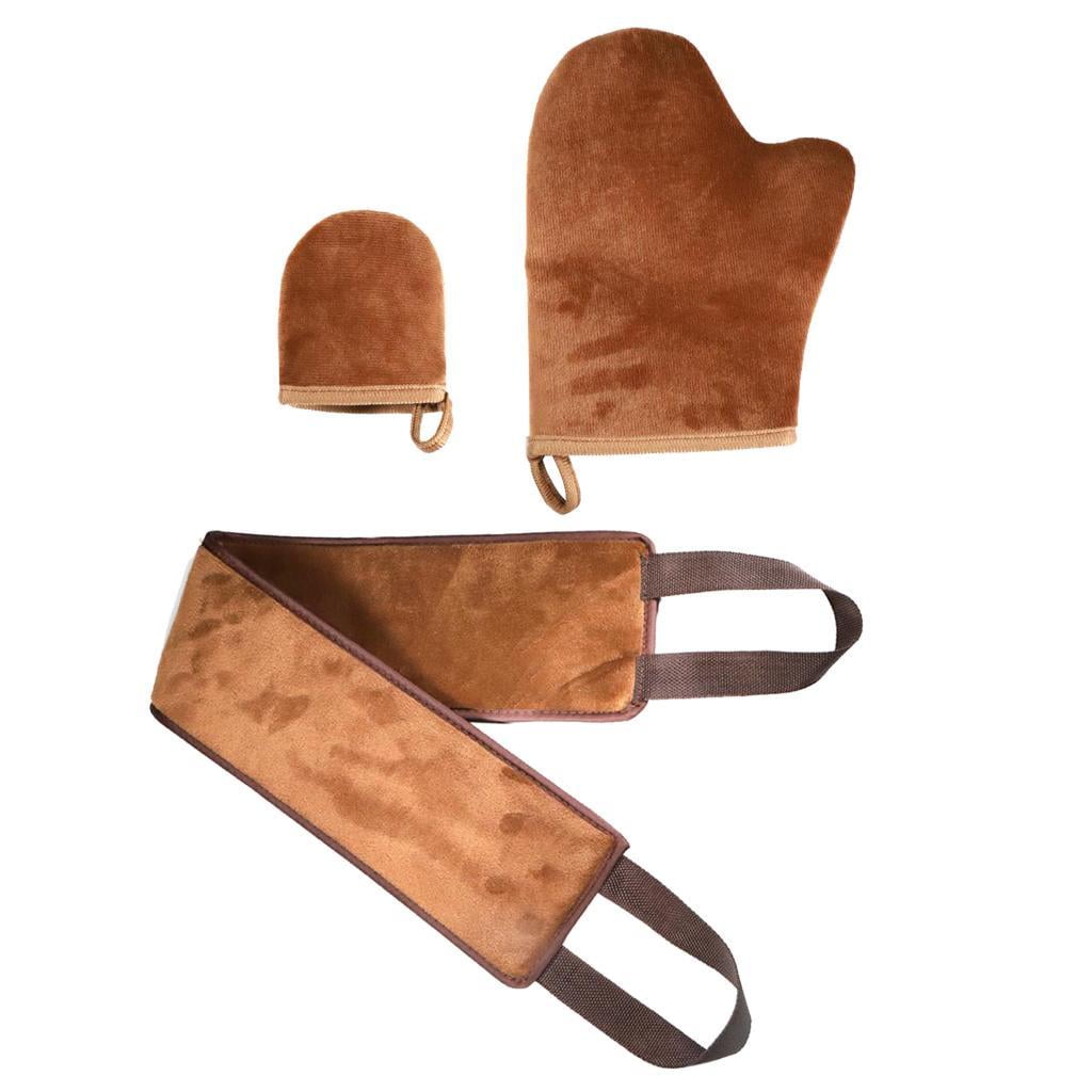 yotijay Self Tanning Back Applicator Mitt Set for Streak-Free Sunless Lotion and Mousse Application (Brown, 2-Piece Set) 123by