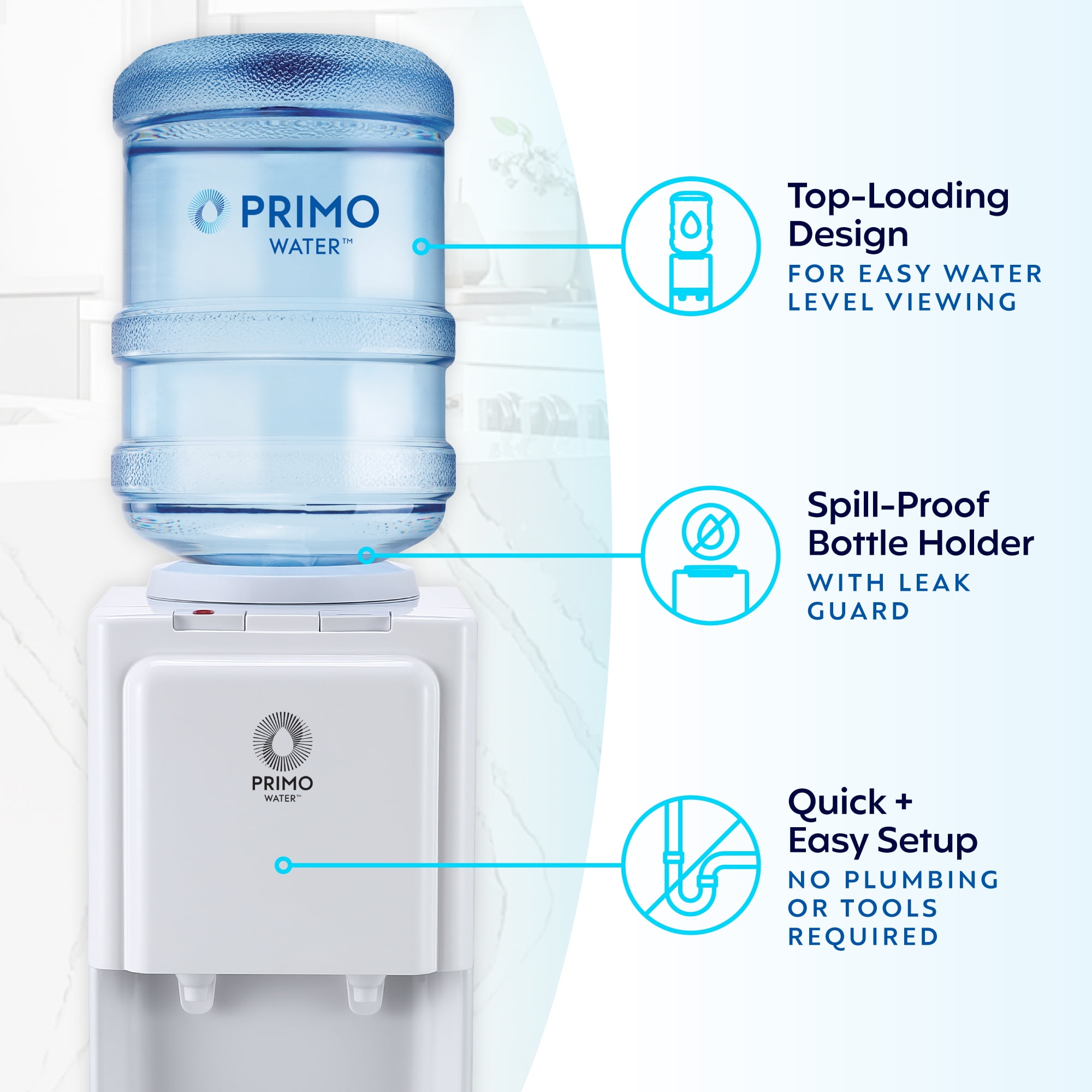Primo Water Top Loading Classic 2 Temp Water Dispenser (White, 5 gal) 9xl7l