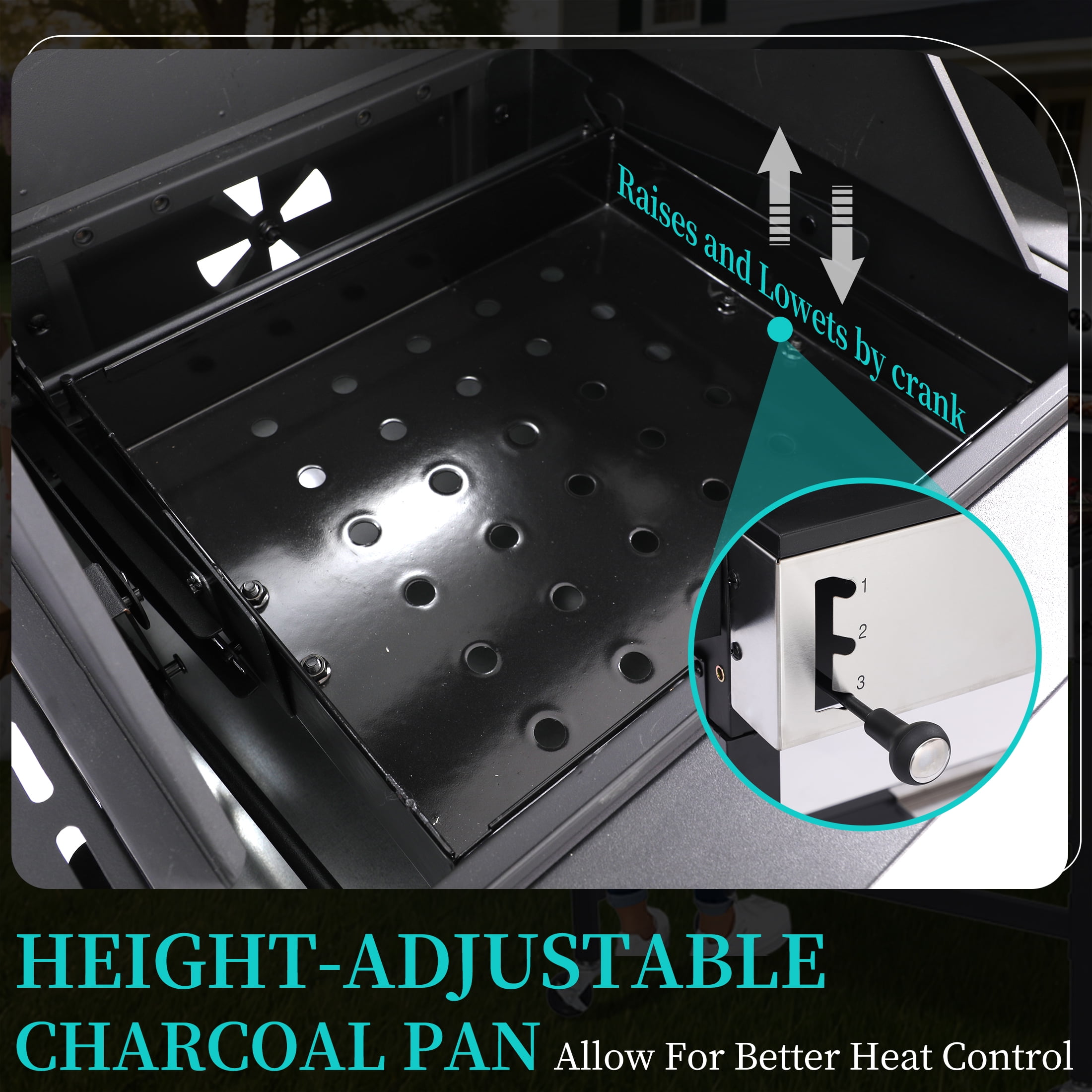 Garden It Dual Fuel Gas and Charcoal Combo Grill with Side Burner (Silver, 673 sq. in. Cooking Space) 1zav0
