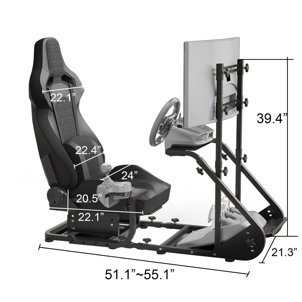 Generic Racing Wheel Cockpit Simulator Stand for Fanatec Thrustmaster Logitech (Black) sfbbc