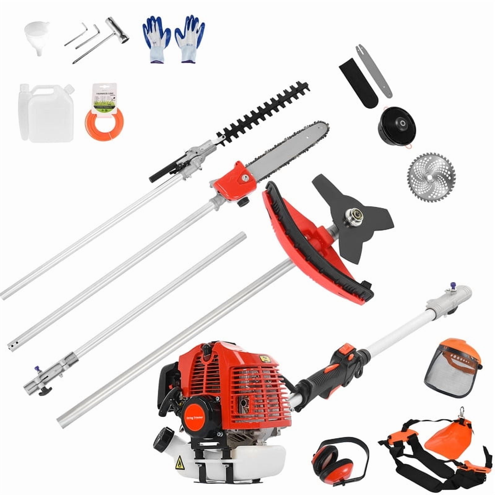 WETS 52CC 2-Cycle Gas String Trimmer, 5-in-1 Multi-Functional Brush Cutter and Hedge Trimmer (Red, 52CC Engine) pdli0