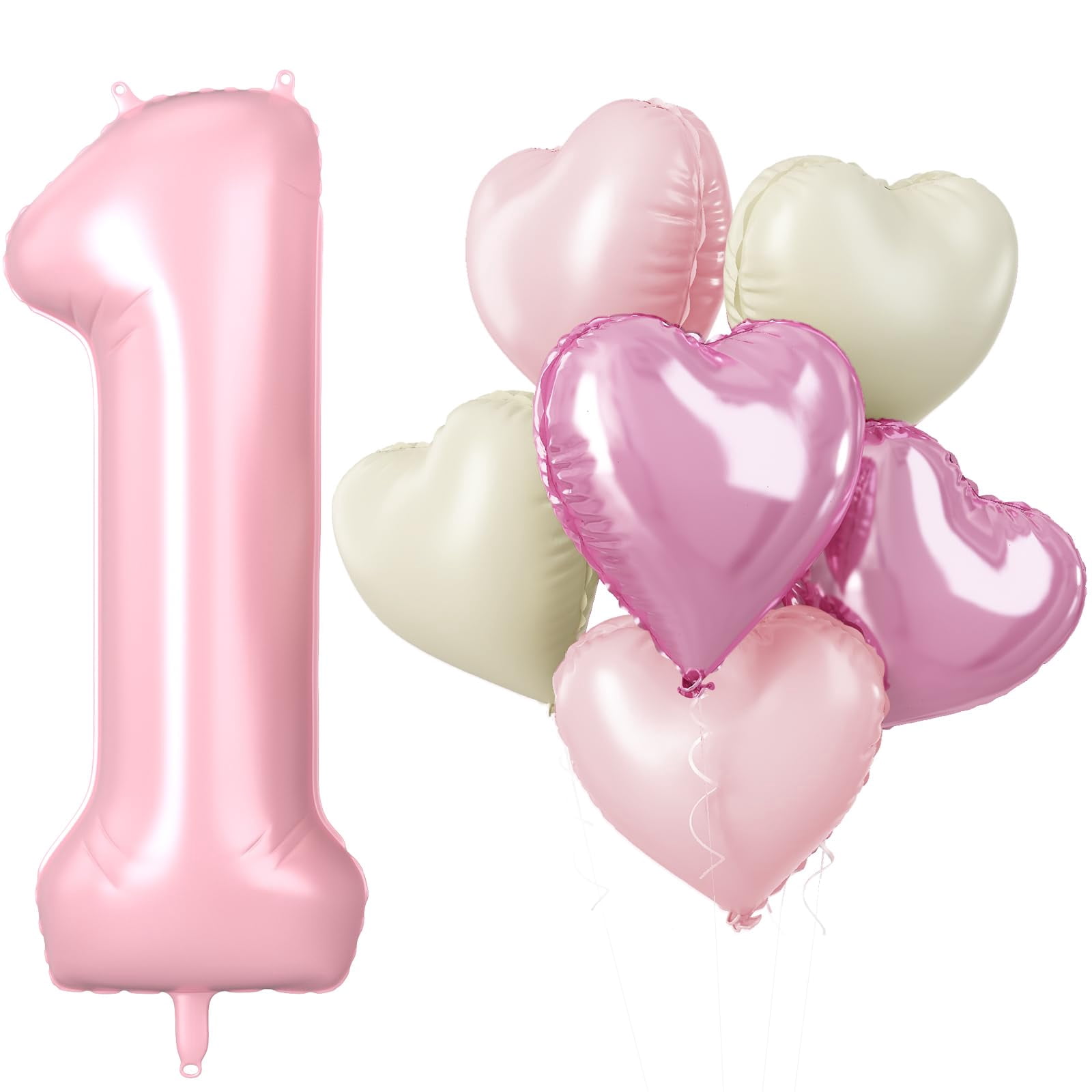 Biapian Number 5 Balloon Set for Birthday Party Decorations (Pink, 40 in Number Balloon with 18 in Heart Balloons) w24vt