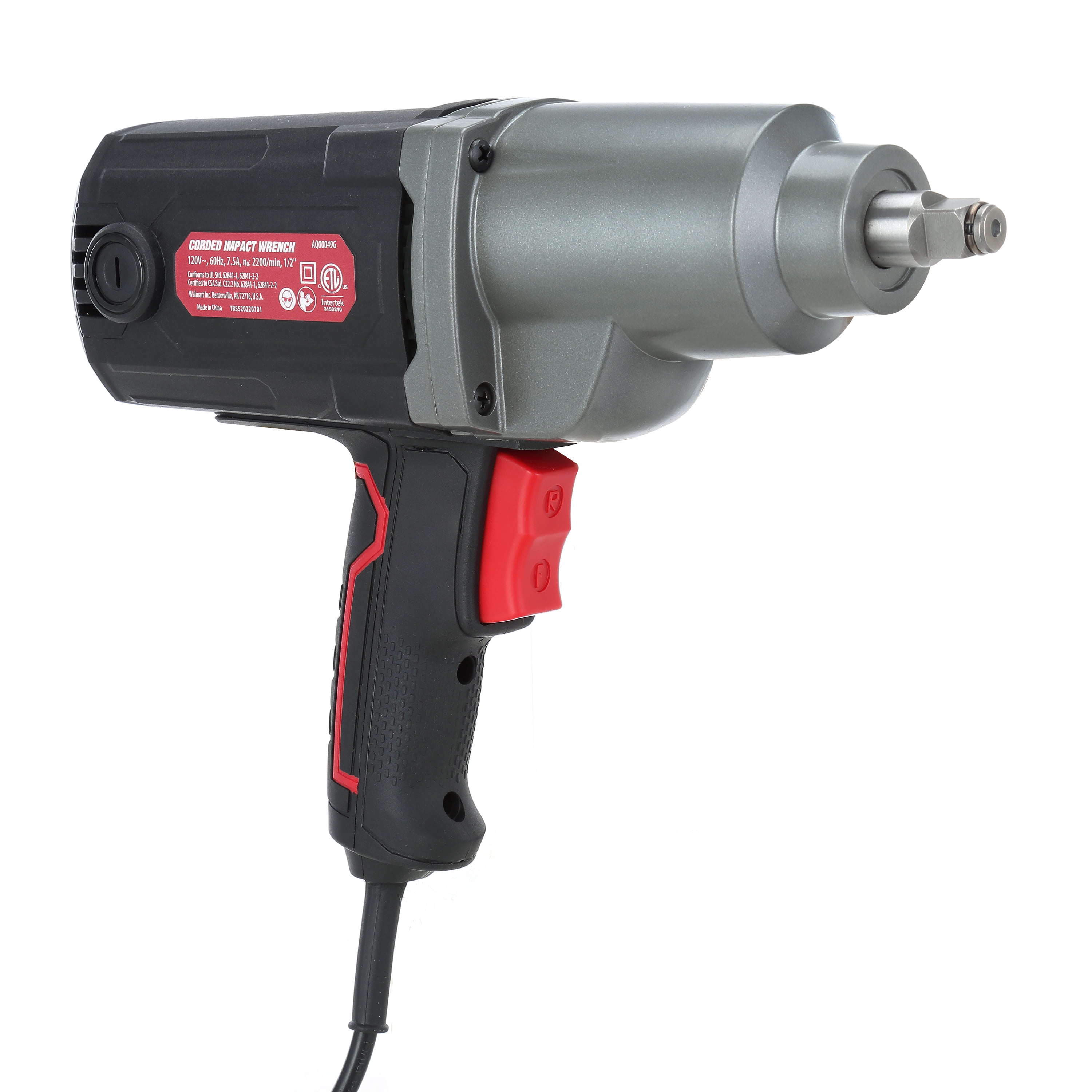 Hyper Tough 7.5A Electric Impact Wrench, Heavy-Duty Power Tool (Black, 0.5 in) iqeau