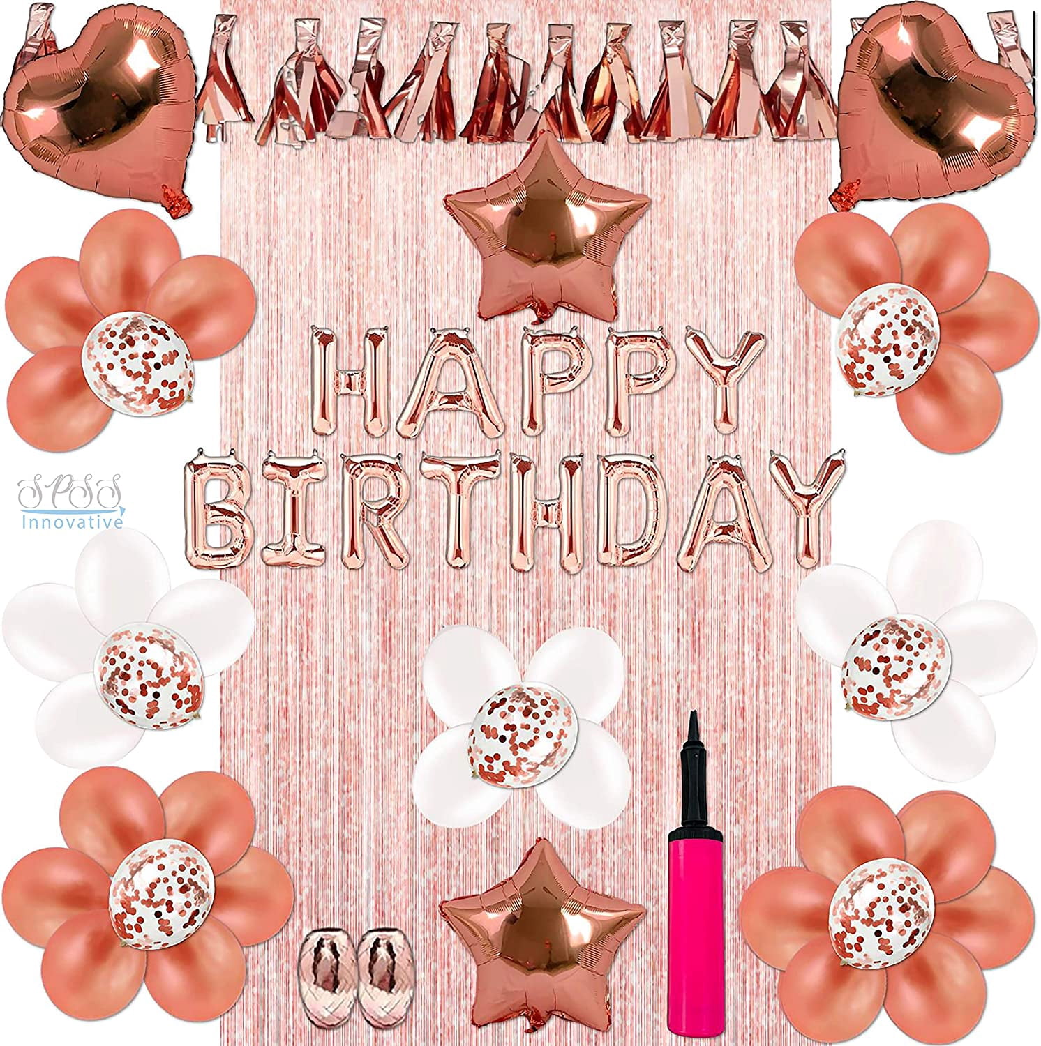 SPSS INNOVATIVE Birthday Decoration Set for Women (Rose Gold, 1 Pack) wr5po