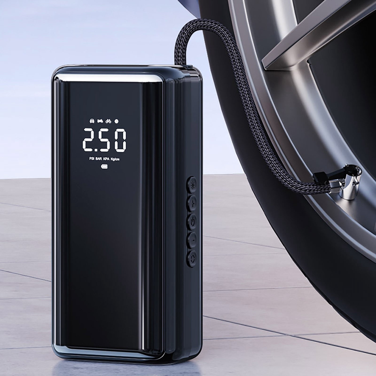 Xhegex Portable Wireless Car Tire Inflator with Digital Pressure Display (Black, 1 Pack) gjlwc