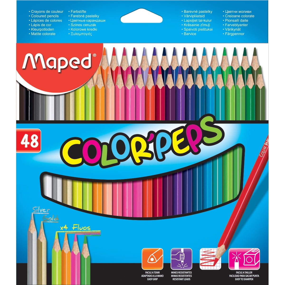 Maped Color'Peps Colored Pencils, Vibrant Artist Drawing Set (Assorted Colors, 48-Count) c1snd