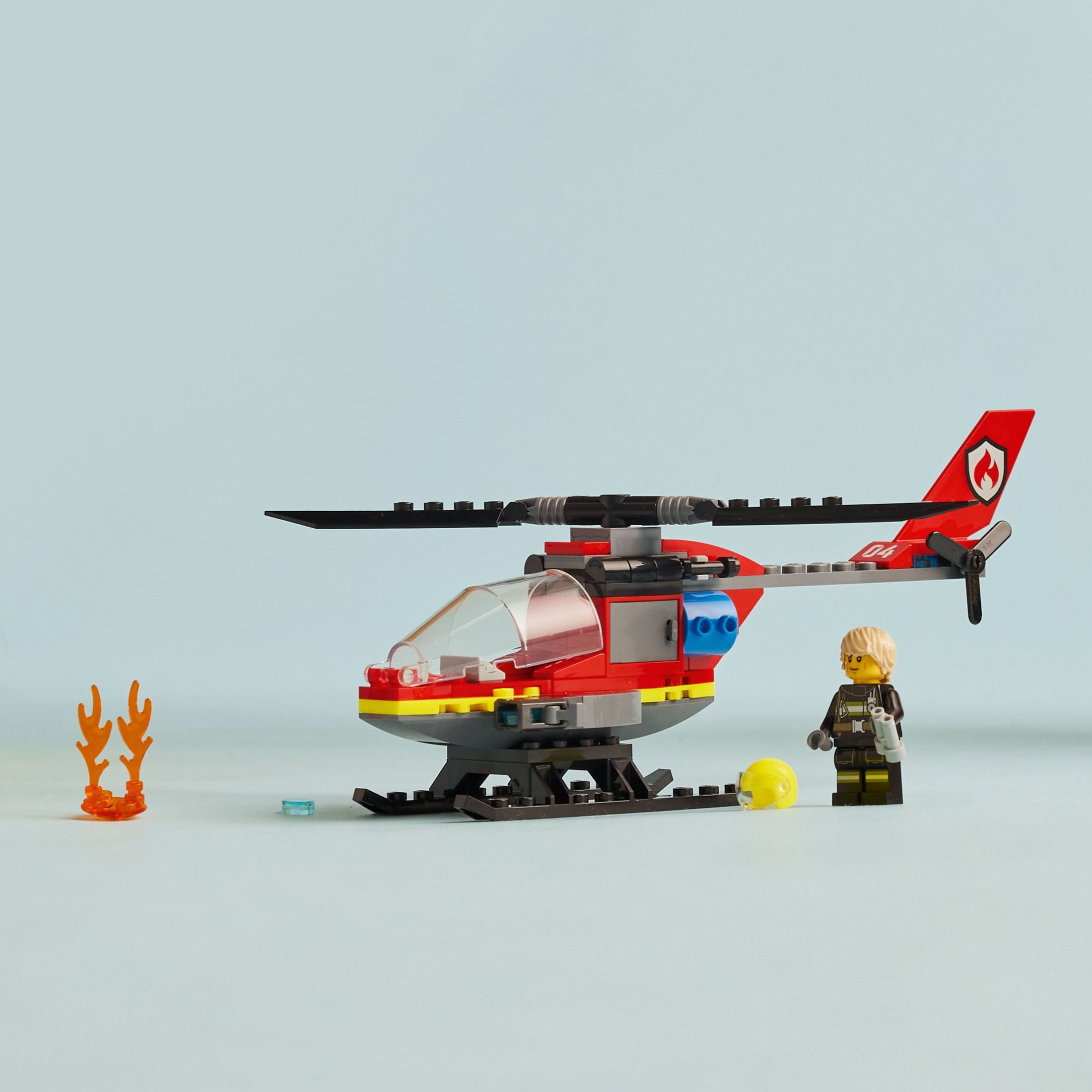 LEGO City Fire Rescue Helicopter Building Set with Firefighter Pilot Minifigure (85 Pieces) r0081