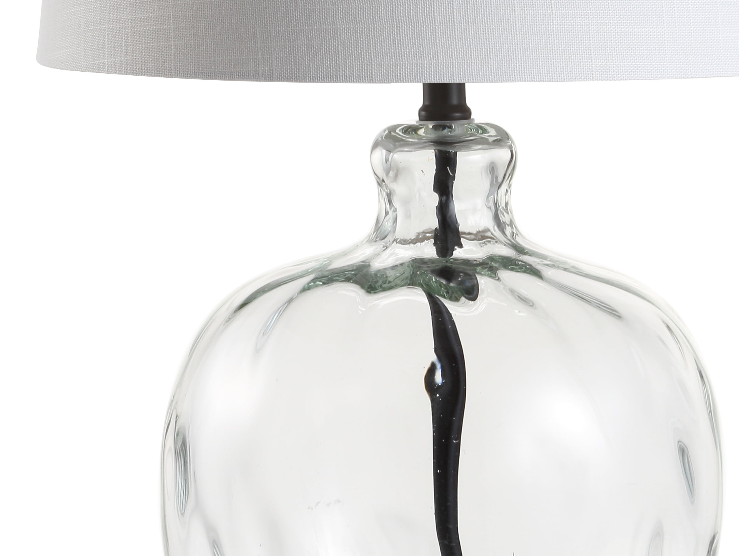 JONATHAN Y Rae Glass and Metal LED Table Lamp (Clear and Black, 26.5 in) p70r3