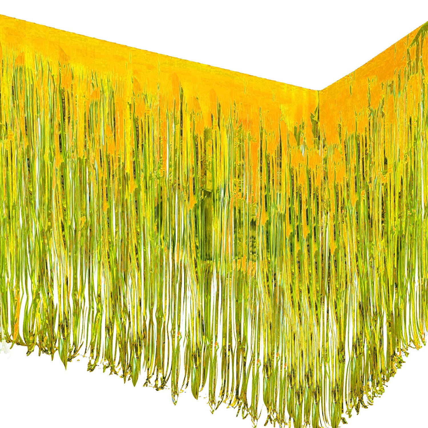 Allgala Metallic Foil Fringe Tinsel Table Skirt for Party Decor (Gold, 2-Pack, 108 in x 29 in) 9i2cu