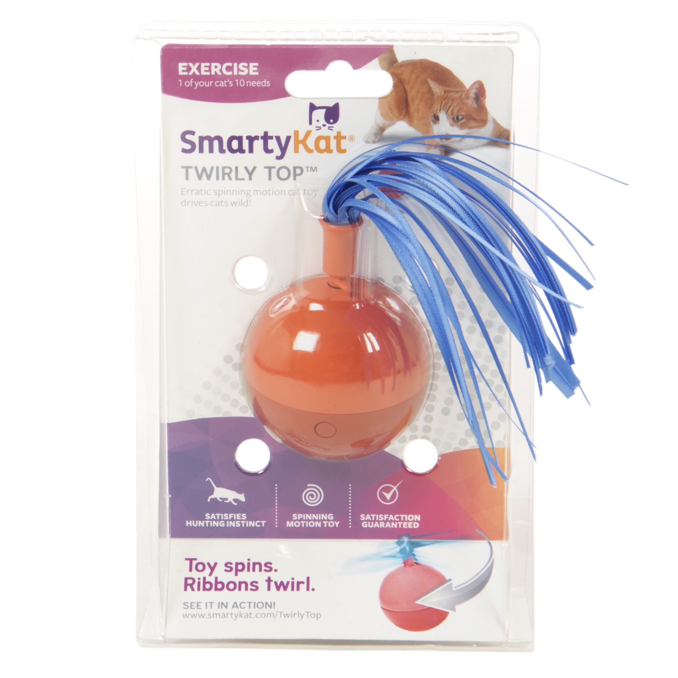 SmartyKat Twirly Top Electronic Motion Ball Cat Toy (Blue, 1 Count) 9s2sn