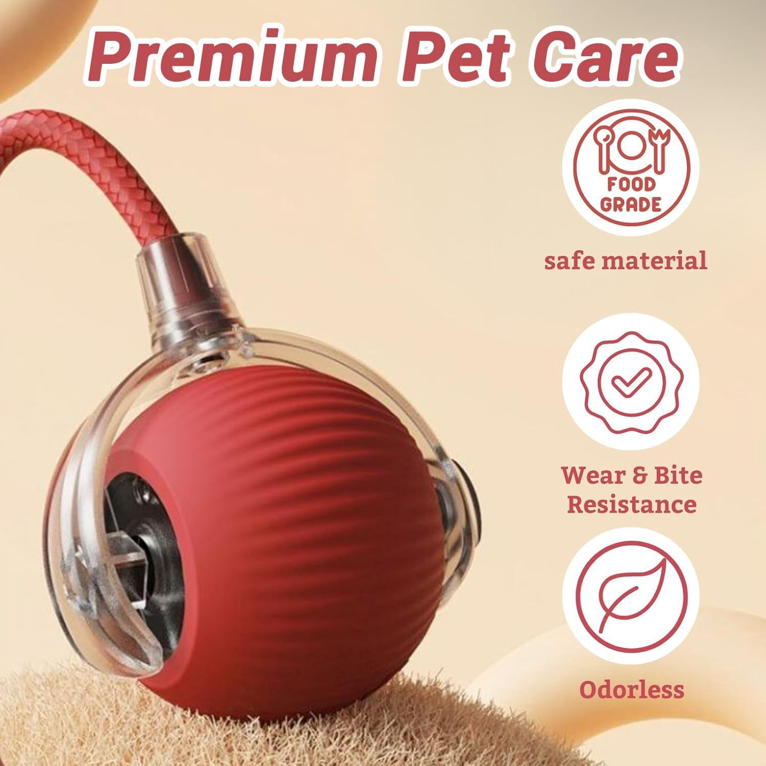 Generic Interactive Automatic Pet Toy Ball (Red, 1.65 in) p6anv