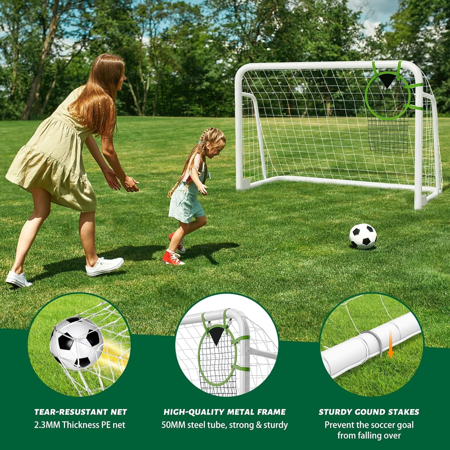 Slsy Foldable Soccer Goal for Backyard Training (Silver, 12x6 ft) p0sm4