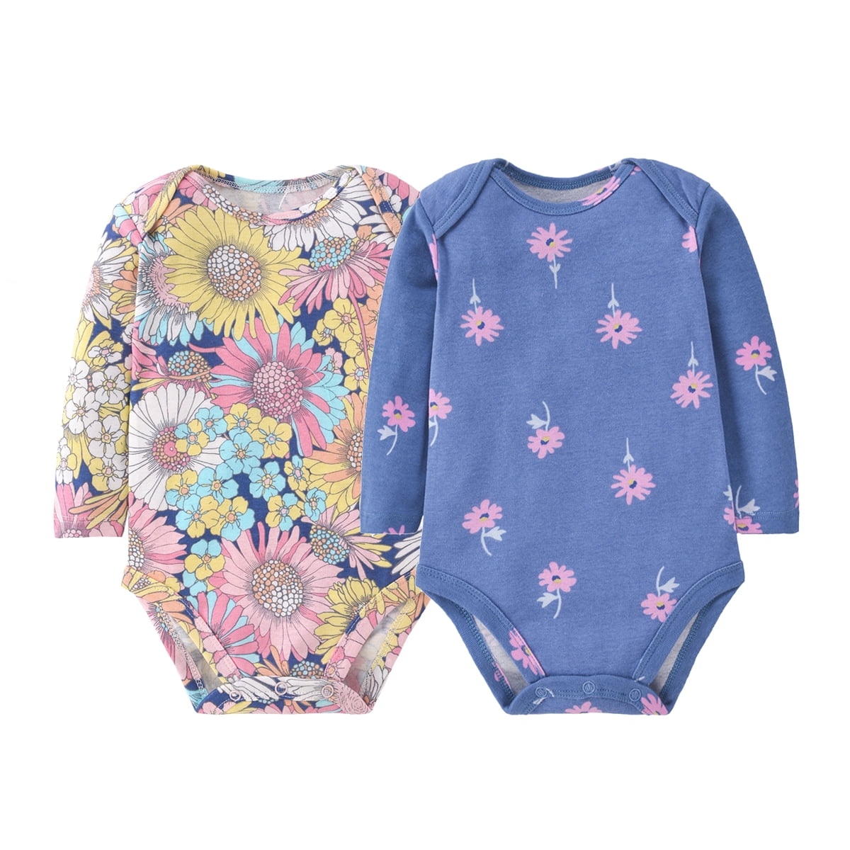 Bellafa Infant Girls Long Sleeve Organic Cotton Bodysuits (Floral Unicorn, 2-Pack) apdhh