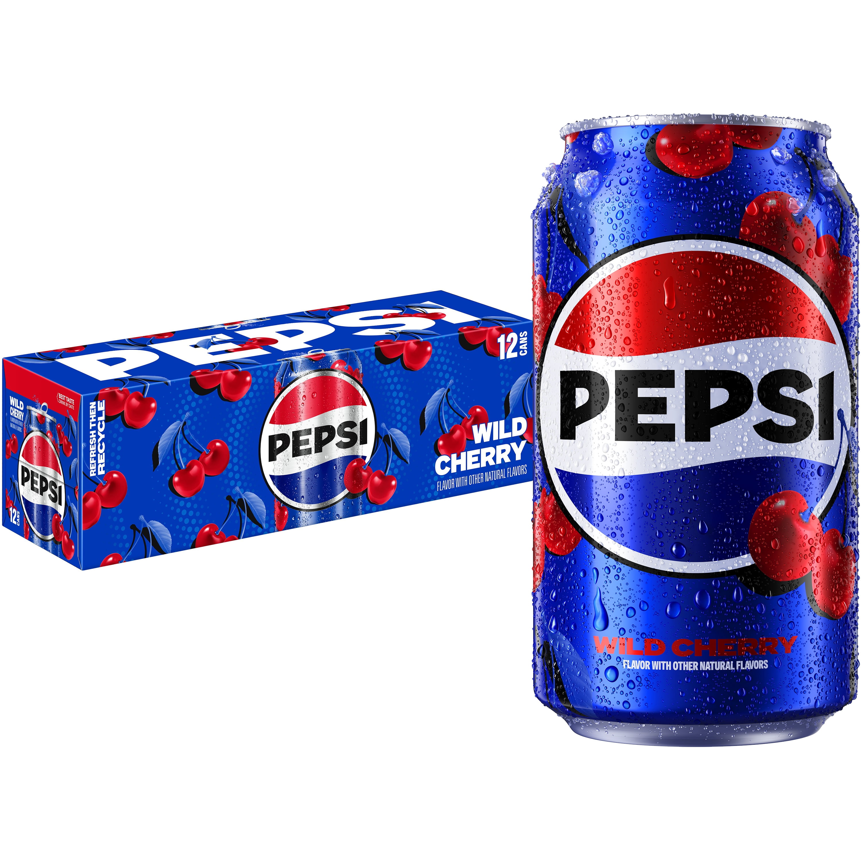 Pepsi Wild Cherry Cola Soda Pop (Cherry, 12 Pack of 12 fl oz) qtpke