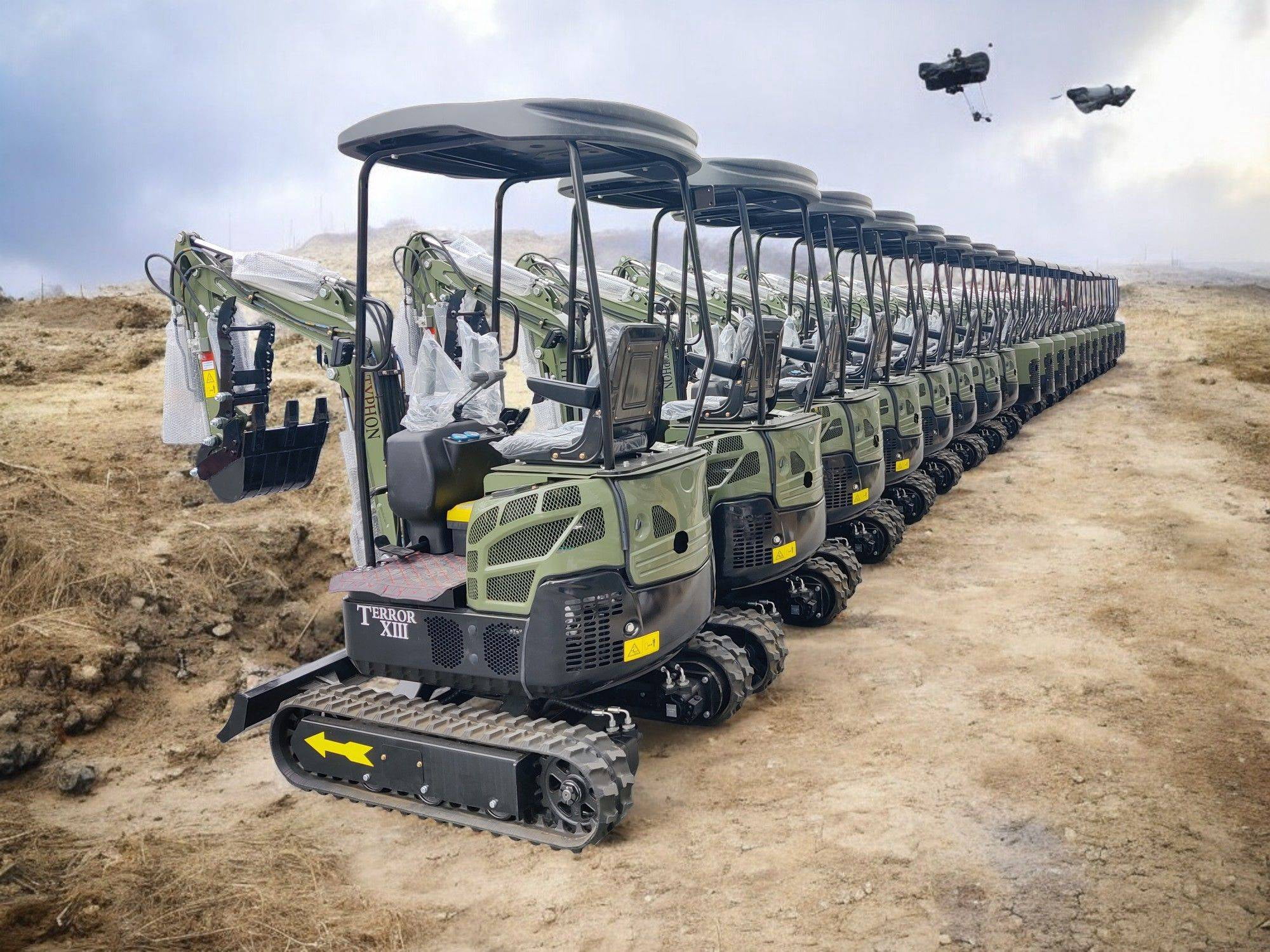 TYPHON TERROR XIII Mini Excavator (1.3 Ton, Green, 13.5hp Engine) 661v1