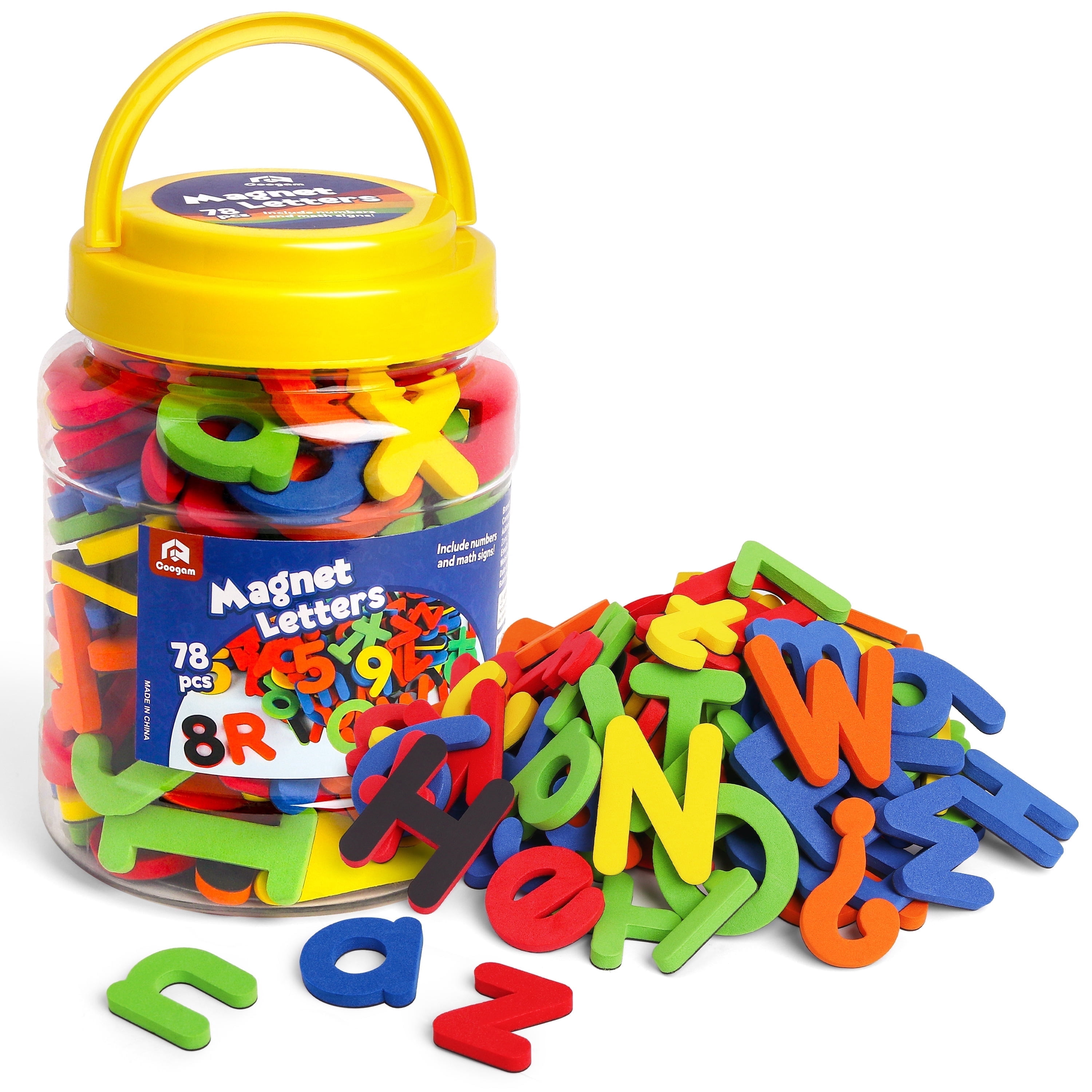 Coogam Magnetic Alphabet Letters and Numbers Educational Learning Set (Multi-Color, 78 Pieces) s1tfy