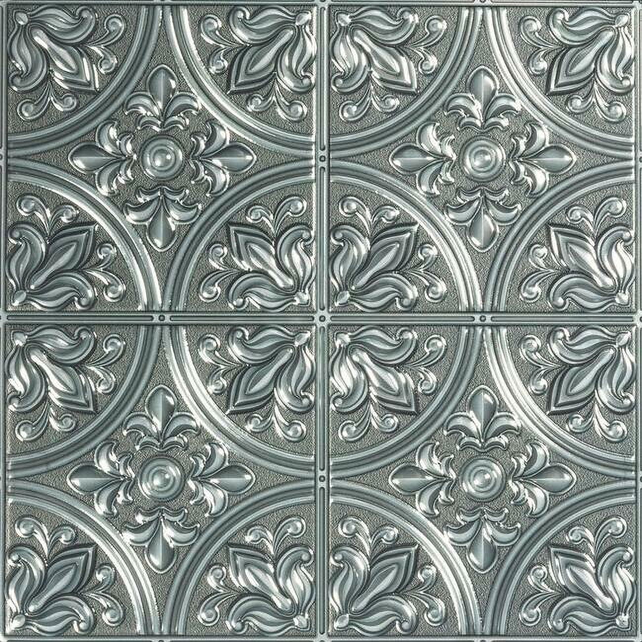 RoomMates Silver Tin Peel and Stick Backsplash Tiles (Silver, 4 Pack, 10.5 in x 10.5 in) jm6go