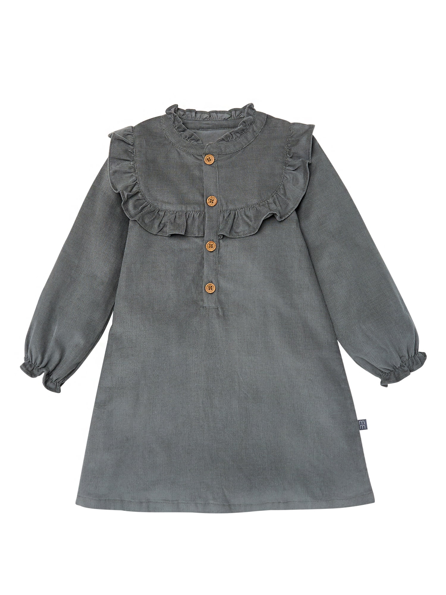 Modern Moments by Gerber Toddler Girl Ruffled Yoke Dress (Grey, 12M-5T) hky2t