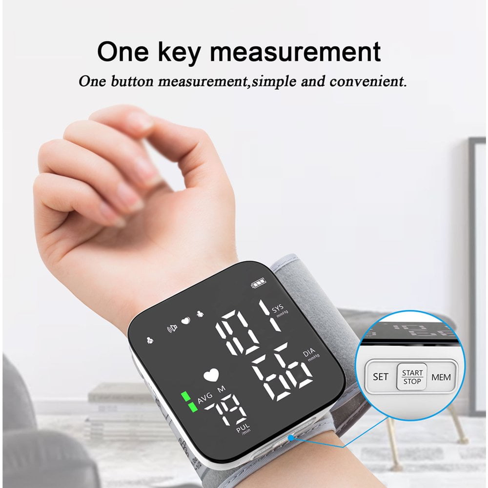 Moonsun Automatic Wrist Blood Pressure Monitor, Digital Heart Rate Monitor with Large LCD Display and Voice Broadcast (Adjustable Cuff, 0.5 lb) o7p0b