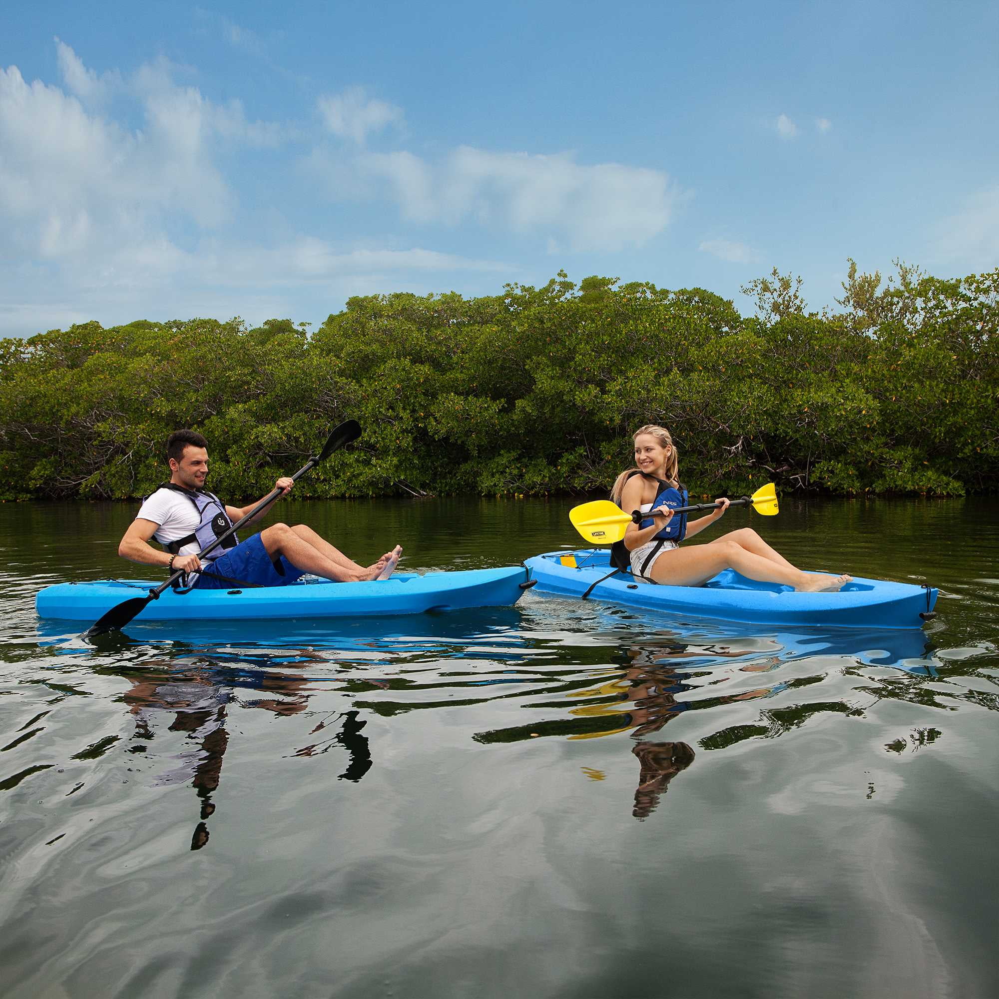Lifetime Lotus Sit-On-Top Kayak with Paddle (Blue, 8 ft, 2-Pack) 9etom