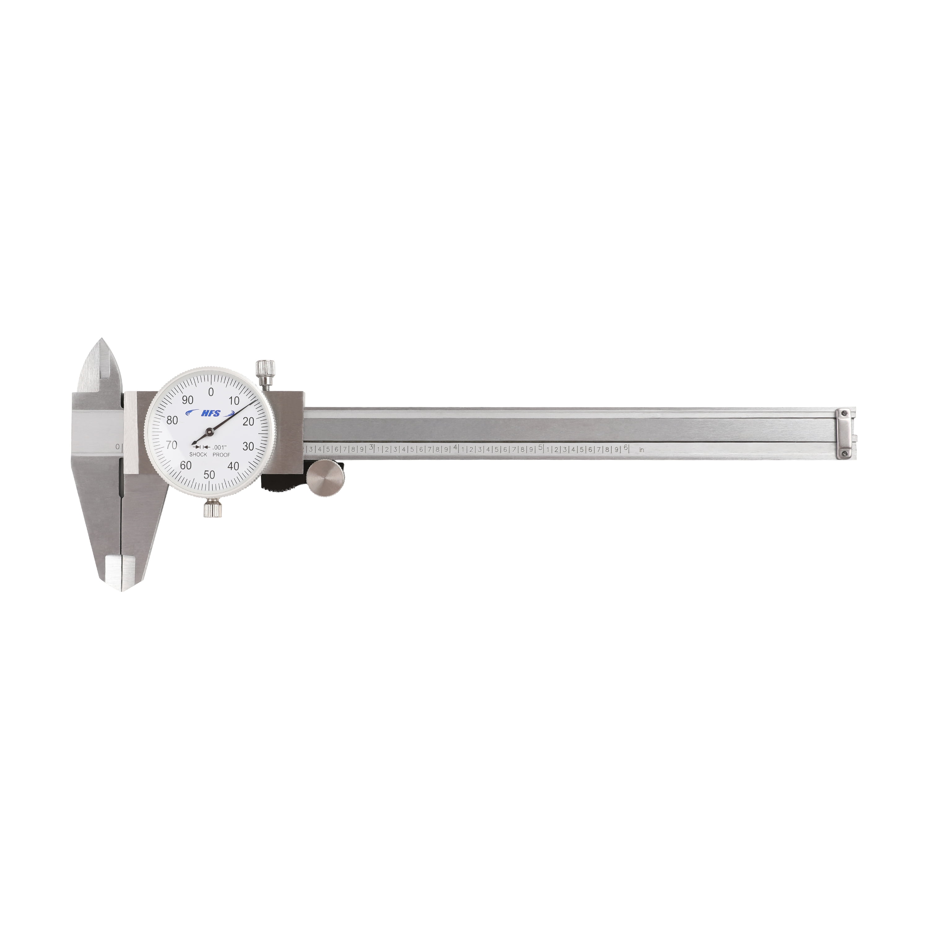 HFS Dial Caliper 4-Way Measurement Tool, Shockproof Carbon Steel (Silver, 0-6 in) xone2