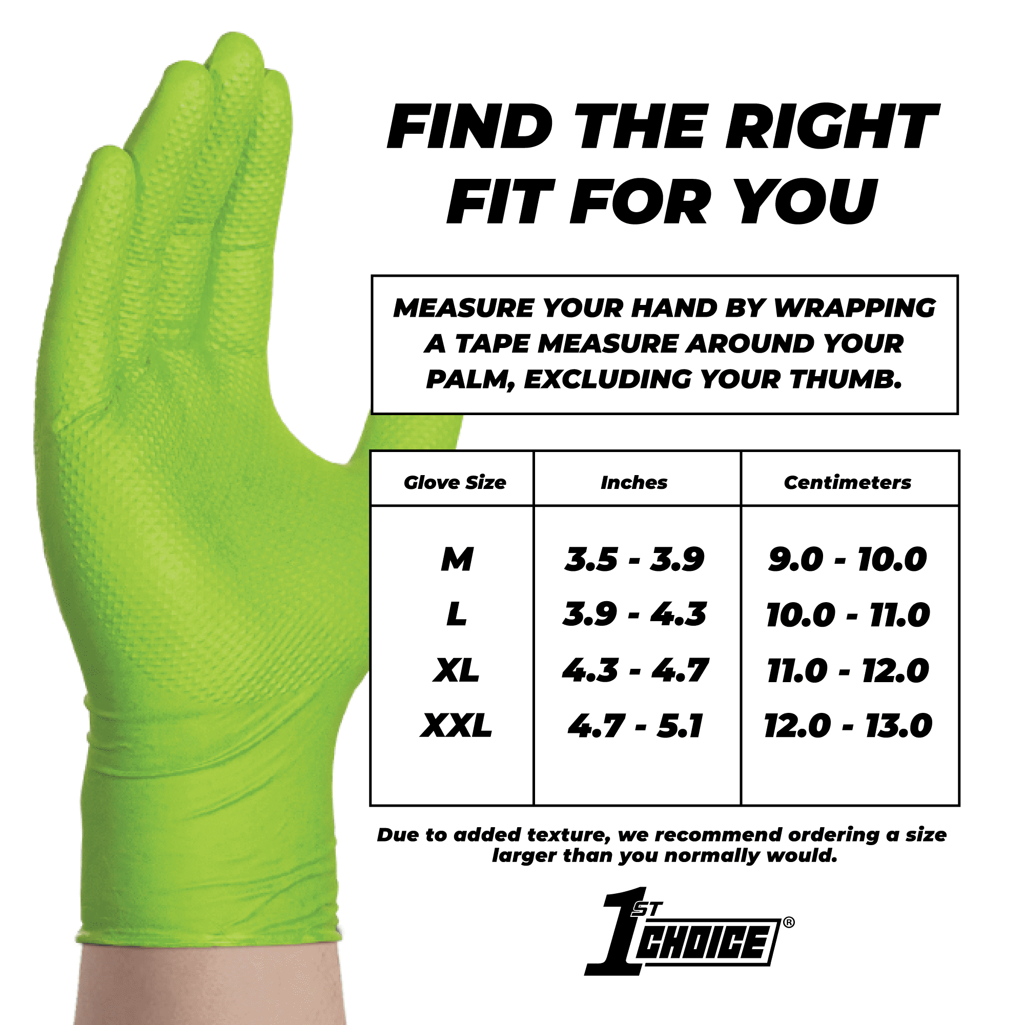 1st Choice Disposable Nitrile Gloves (Green, X-Large, 1000 Count) e20wc