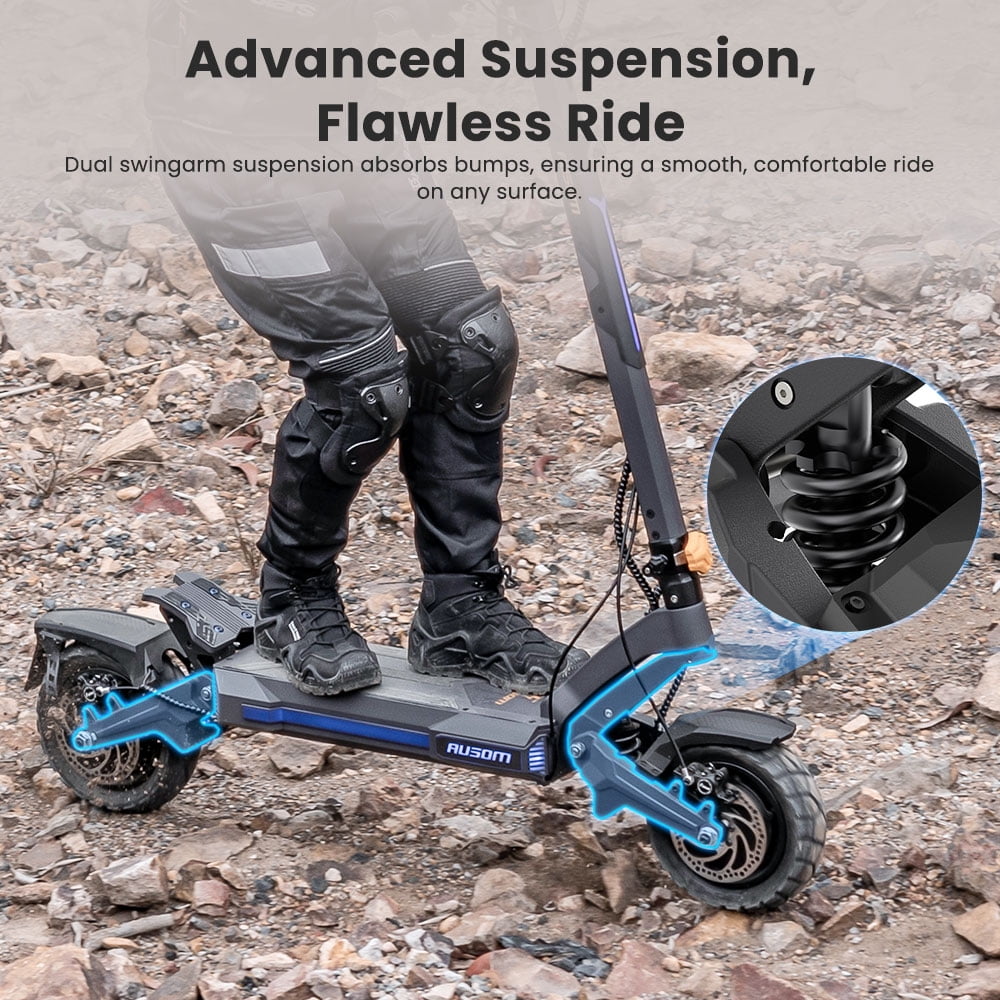 Ausom DT2 Pro Dual-Motor Electric Scooter for Adults, High-Performance Off-Road E-Scooter with Hydraulic Brakes (Yellow, 52V 23.4Ah) j7vs3